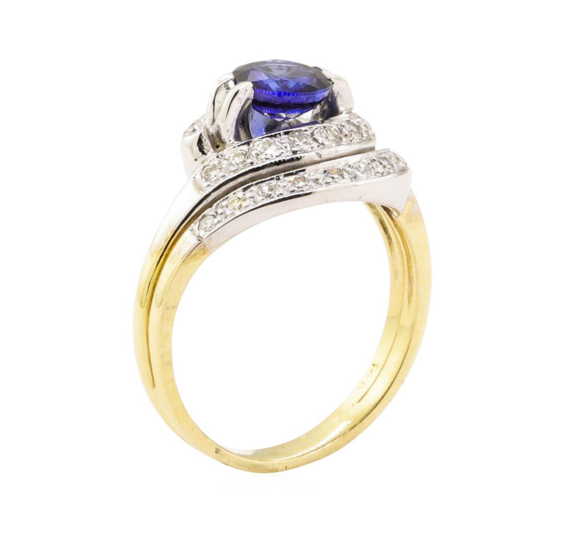 1.28 ctw Blue Sapphire And Diamond Ring And Attached Band - 14KT Yellow Gold - Image 4 of 5