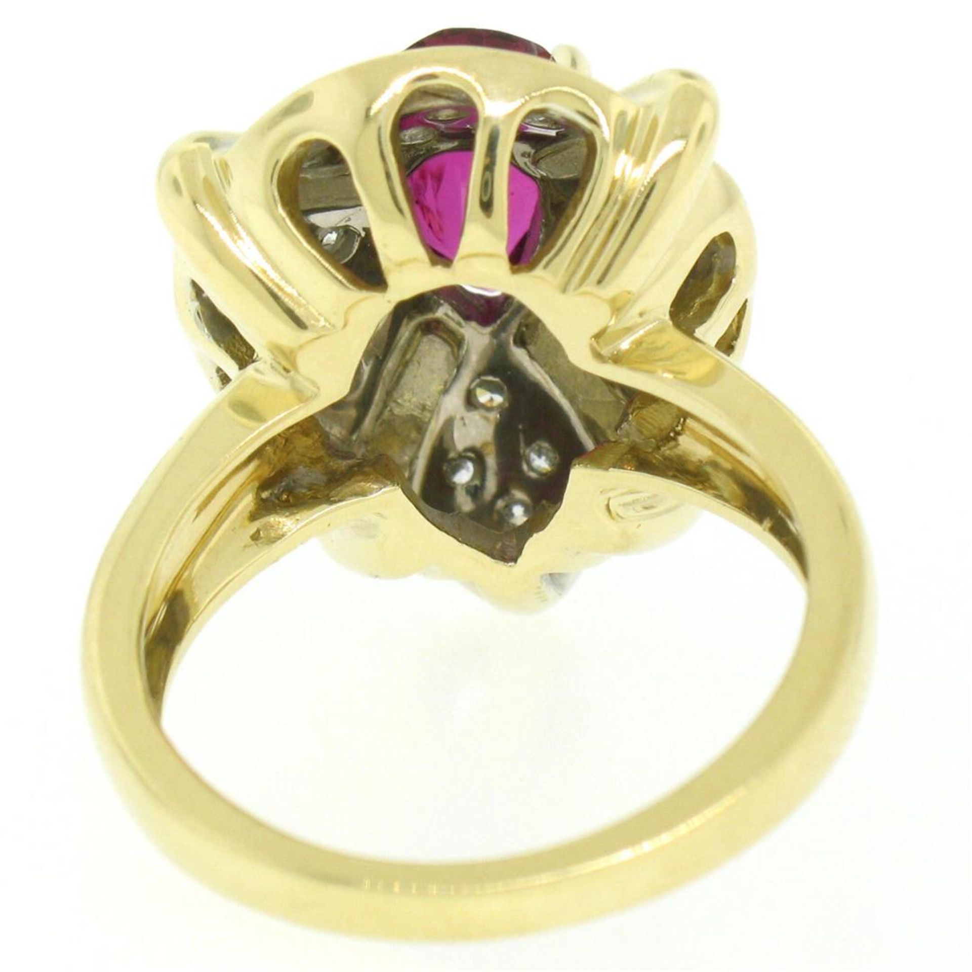 Vintage 18kt White and Yellow Gold 2.98ctw Ruby and Diamond Cocktail Ring - Image 8 of 9