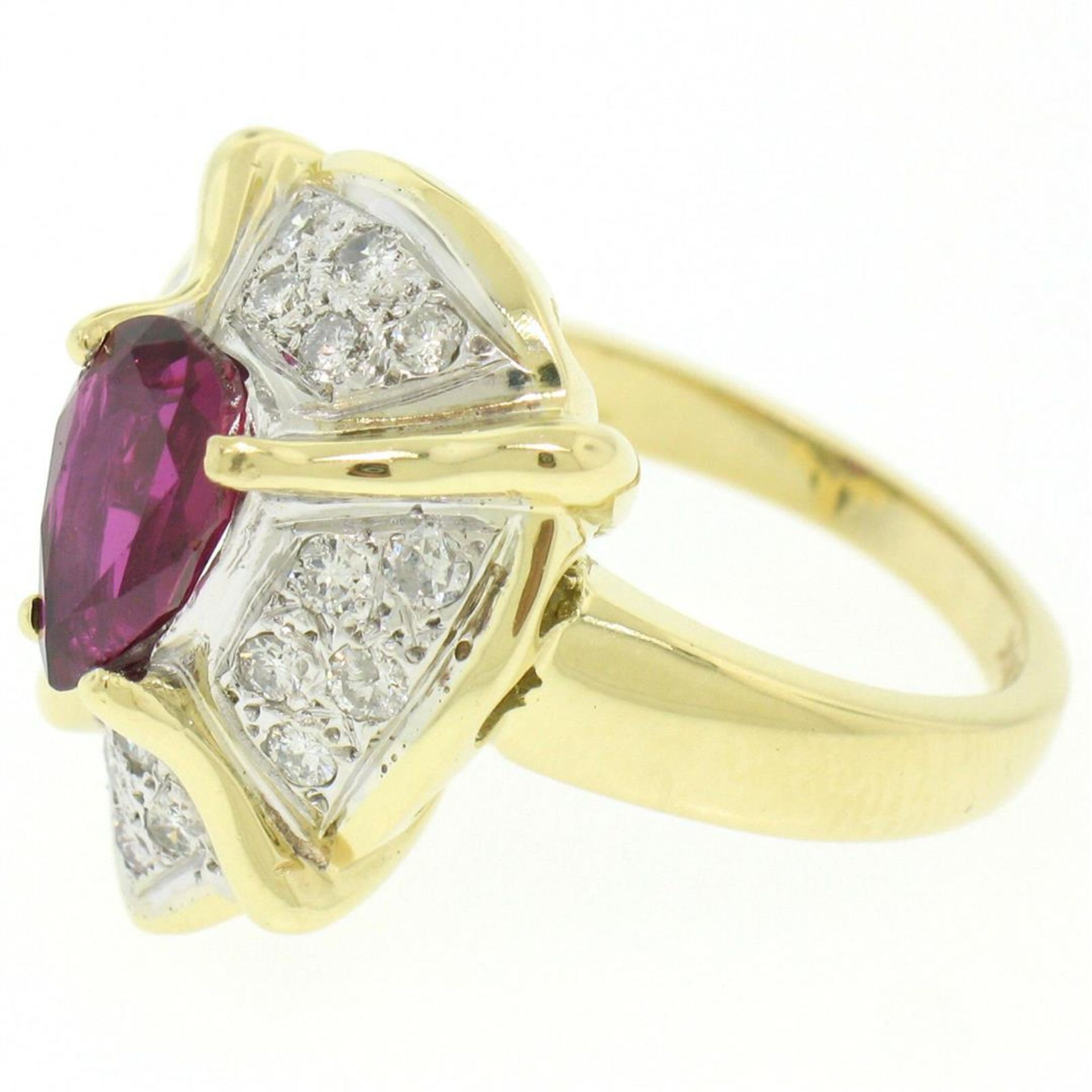 Vintage 18kt White and Yellow Gold 2.98ctw Ruby and Diamond Cocktail Ring - Image 6 of 9