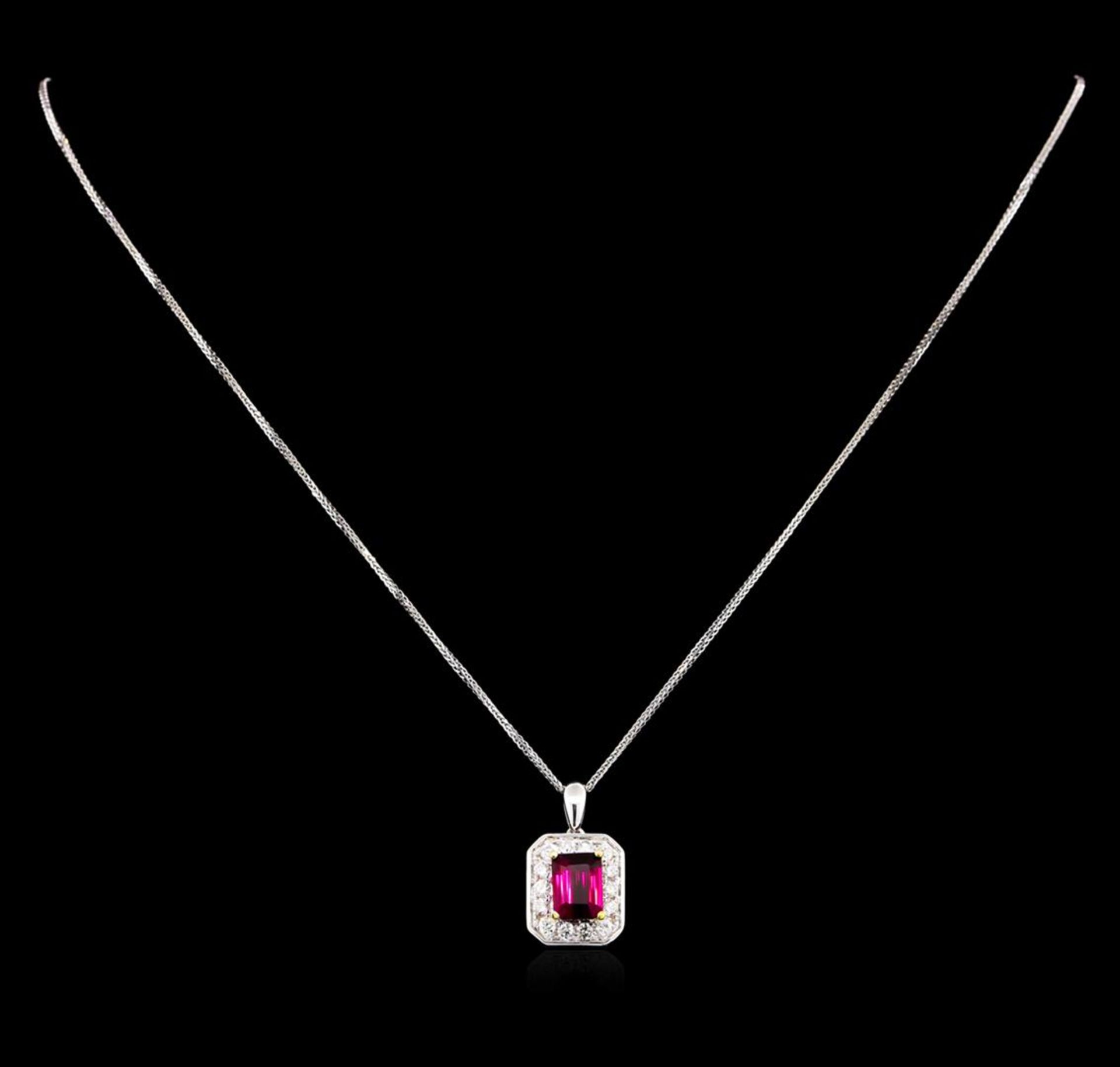 14KT Two-Tone Gold 1.53 ctw Tourmaline and Diamond Pendant With Chain - Image 2 of 3