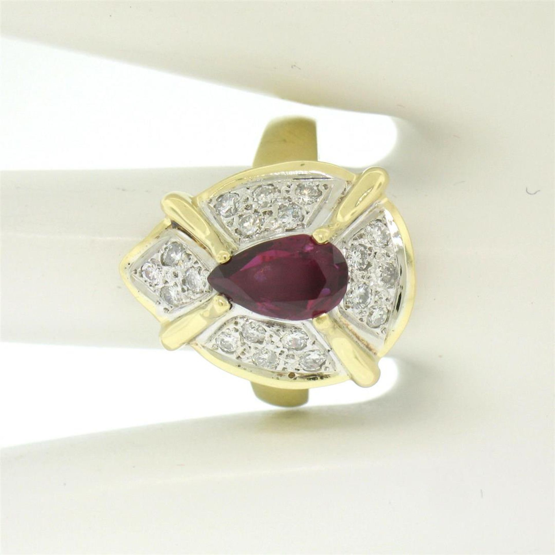 Vintage 18kt White and Yellow Gold 2.98ctw Ruby and Diamond Cocktail Ring - Image 5 of 9
