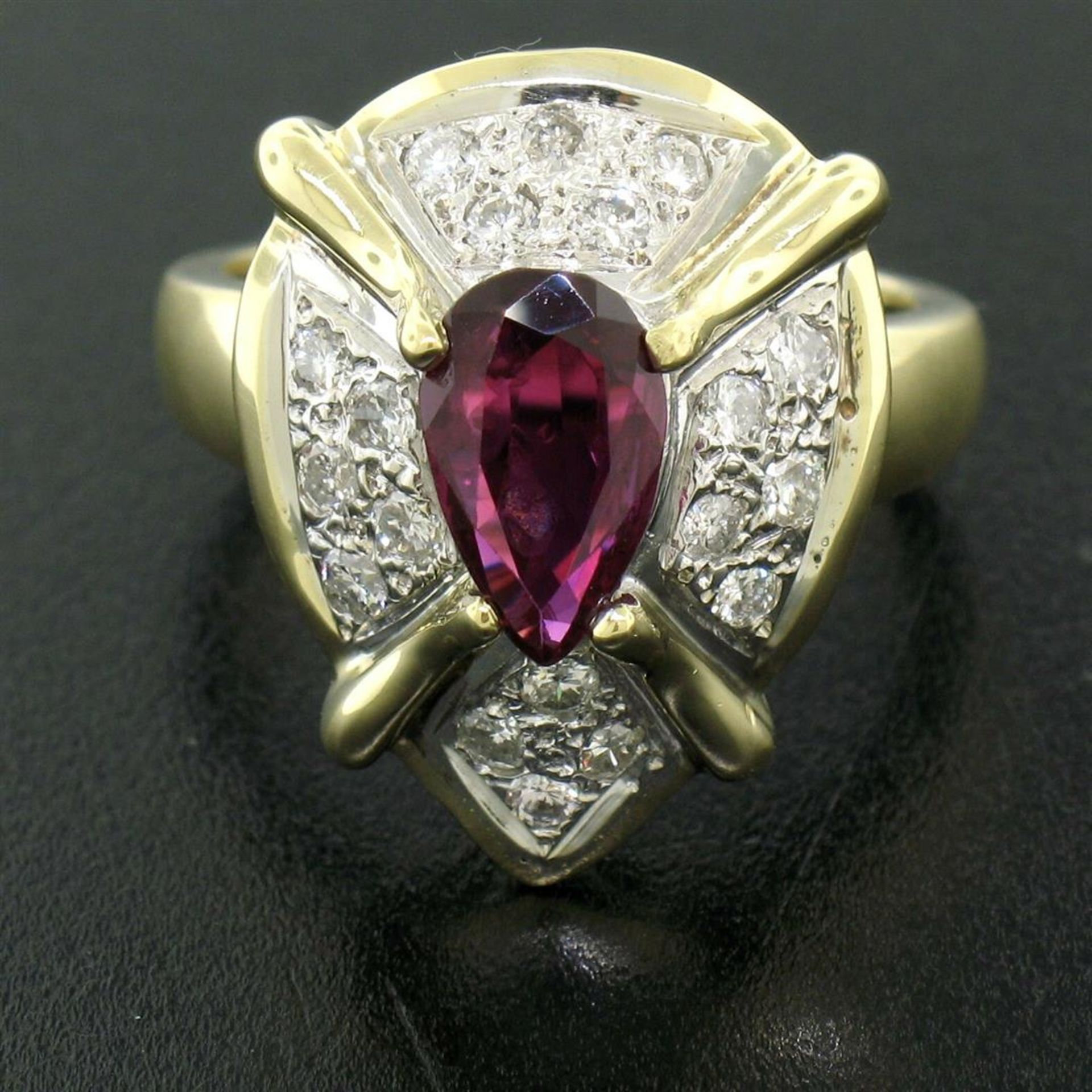 Vintage 18kt White and Yellow Gold 2.98ctw Ruby and Diamond Cocktail Ring - Image 2 of 9