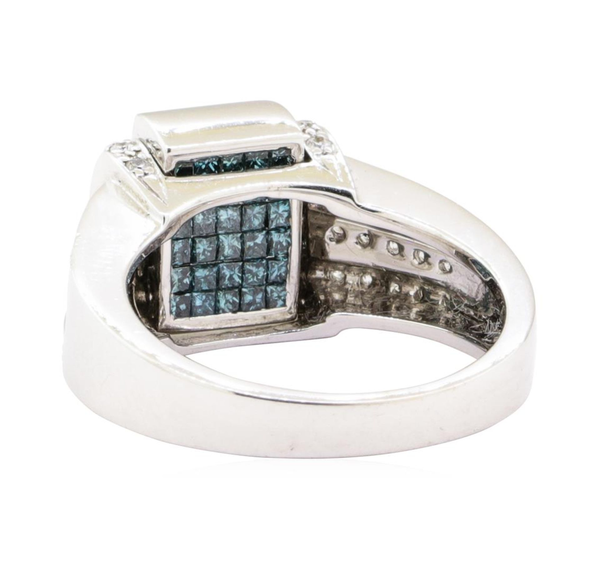 1.20 ctw White and Blue Diamond Ring - 14KT White Gold - Image 4 of 5