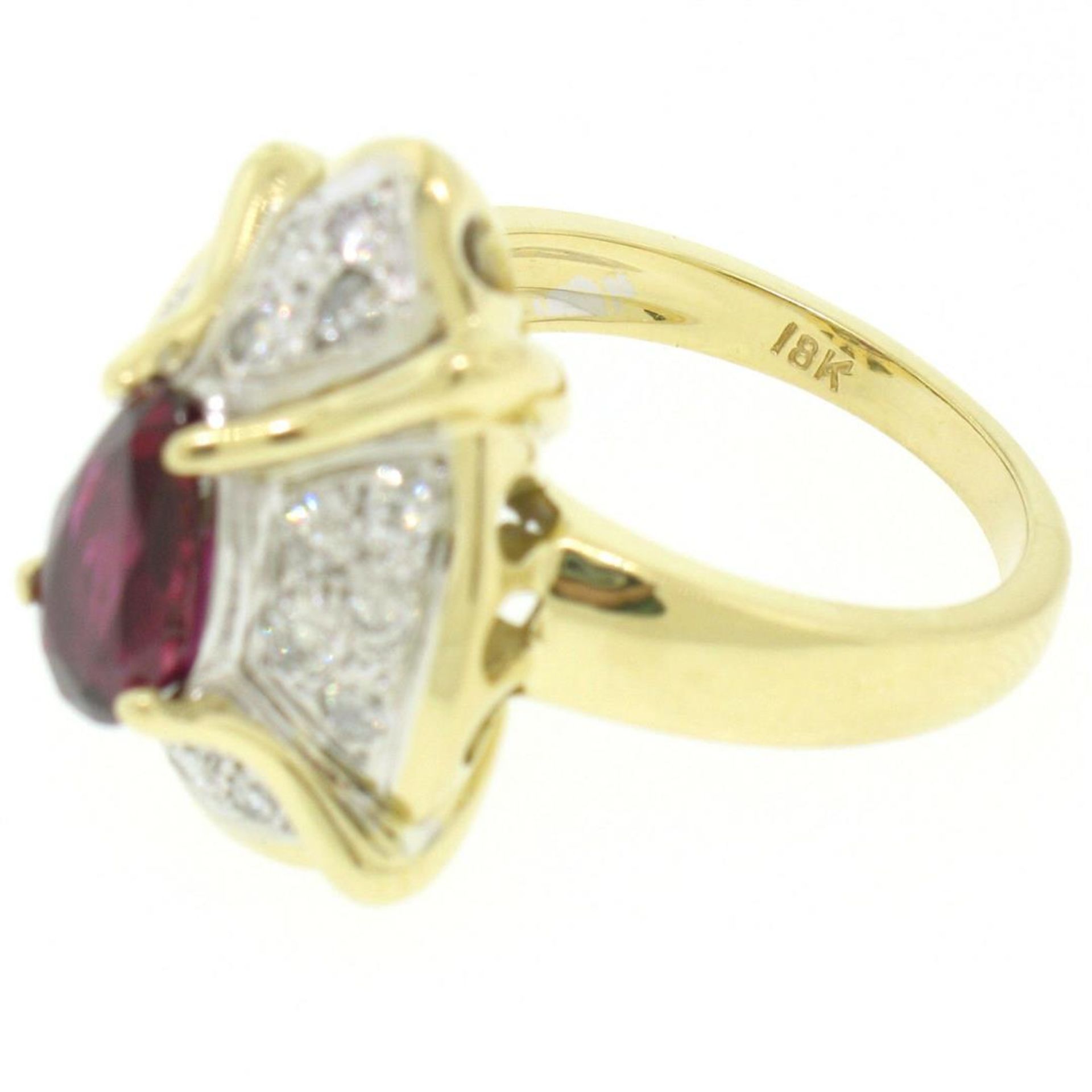 Vintage 18kt White and Yellow Gold 2.98ctw Ruby and Diamond Cocktail Ring - Image 9 of 9