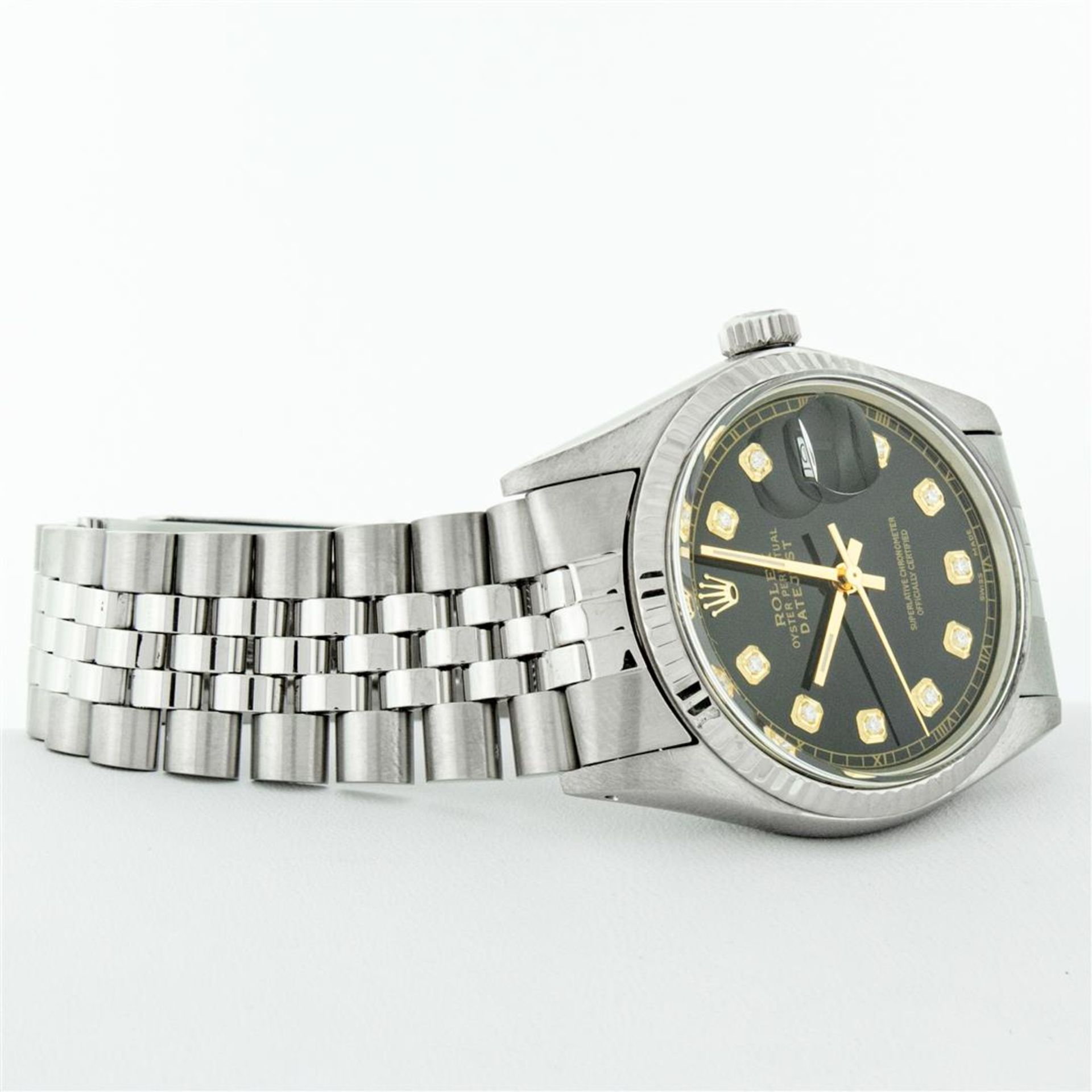 Rolex Mens Stainless Steel 36MM Black Diamond Datejust Wristwatch - Image 3 of 9