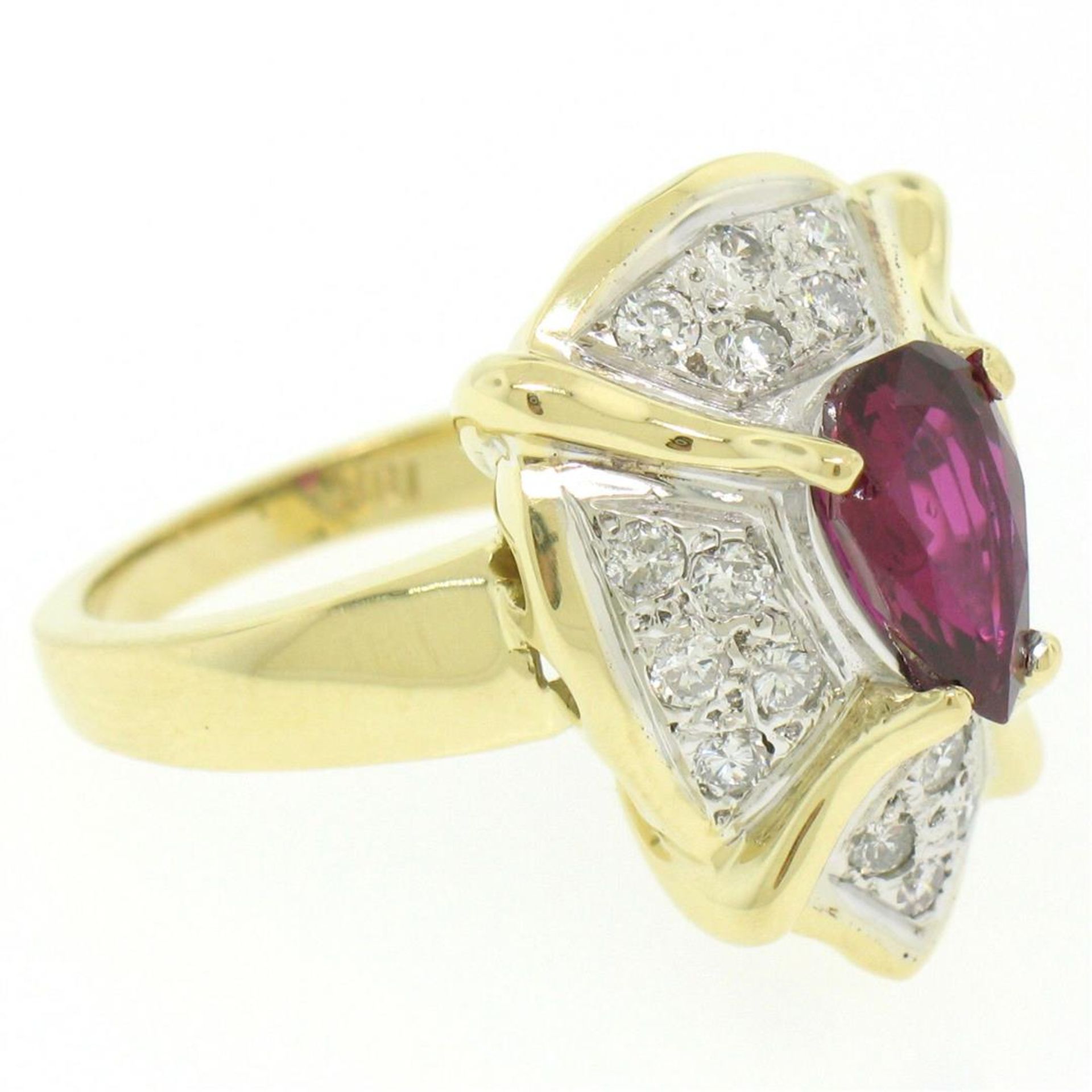 Vintage 18kt White and Yellow Gold 2.98ctw Ruby and Diamond Cocktail Ring - Image 7 of 9