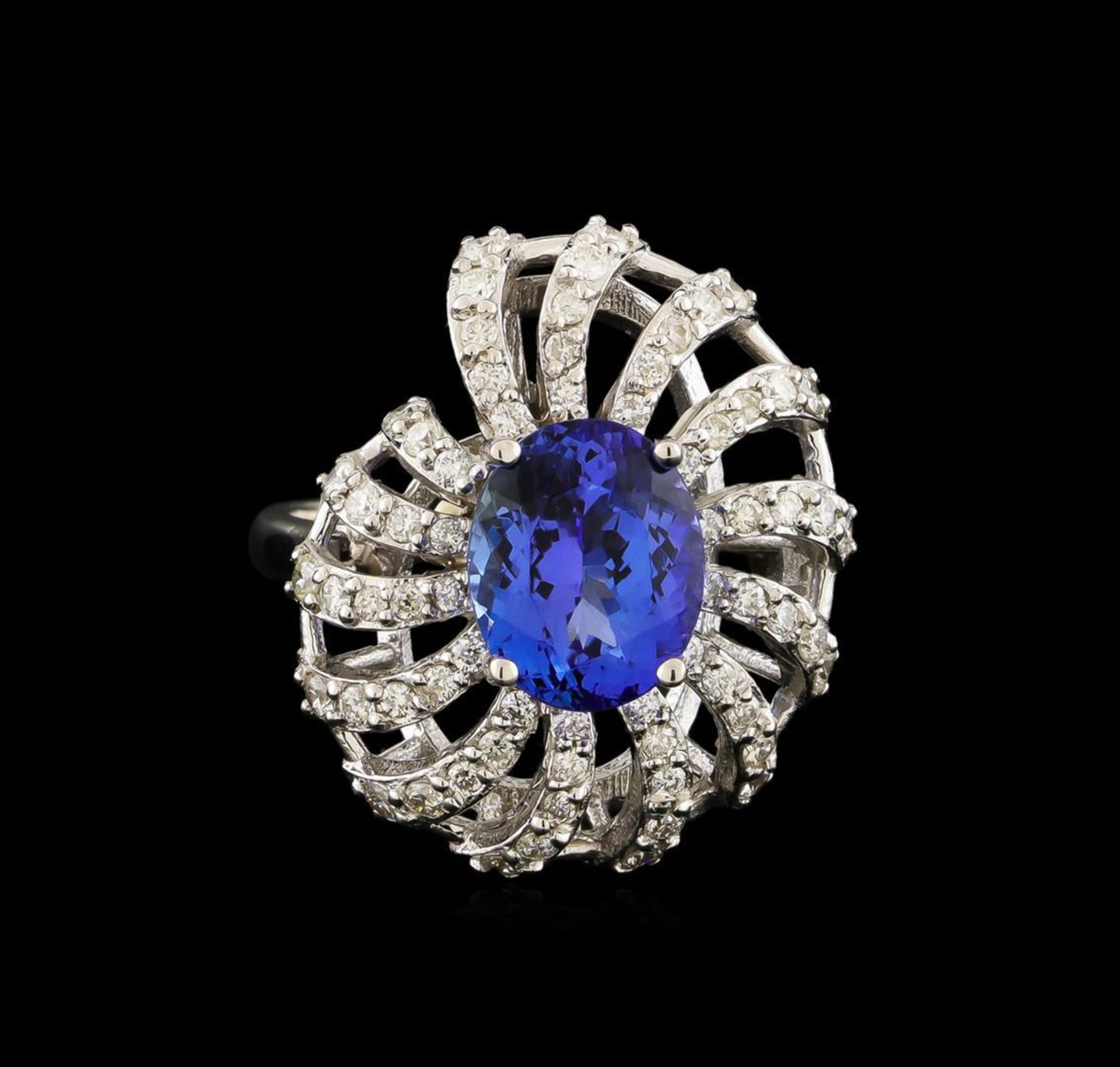 3.60 ctw Tanzanite and Diamond Ring - 14KT White Gold - Image 2 of 5