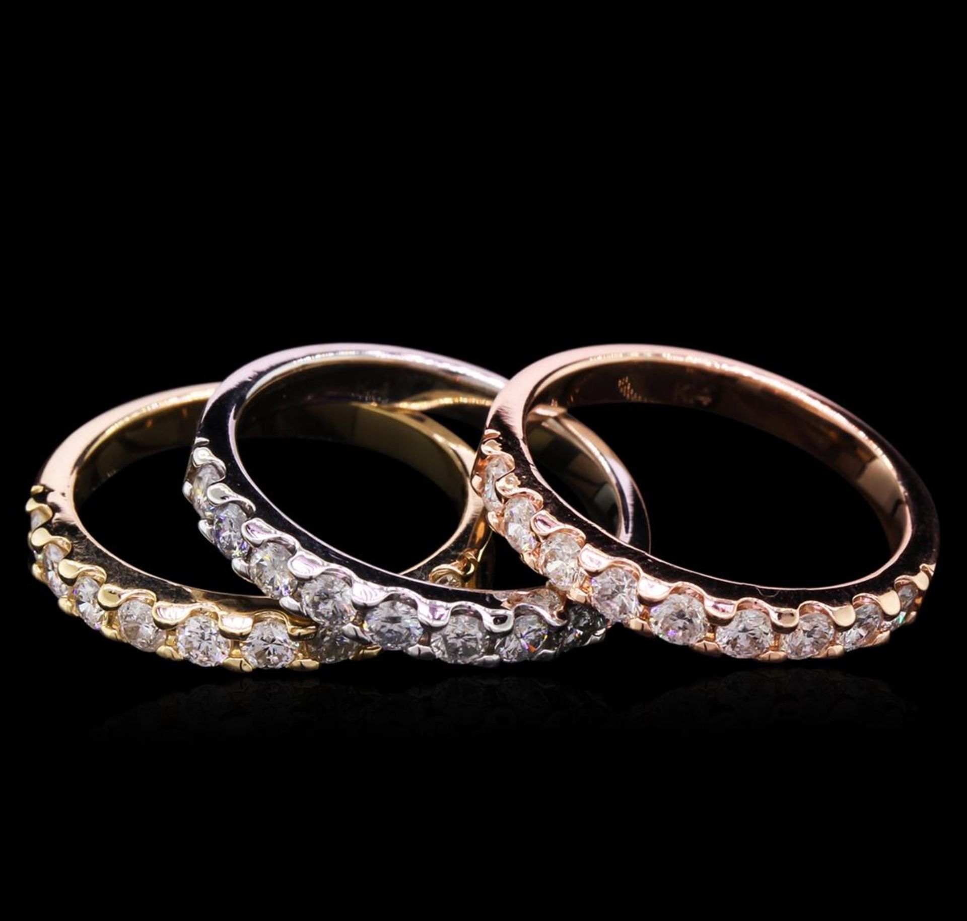 1.65 ctw Diamond Stackable Rings - 14KT Tri-Color Gold - Image 2 of 3