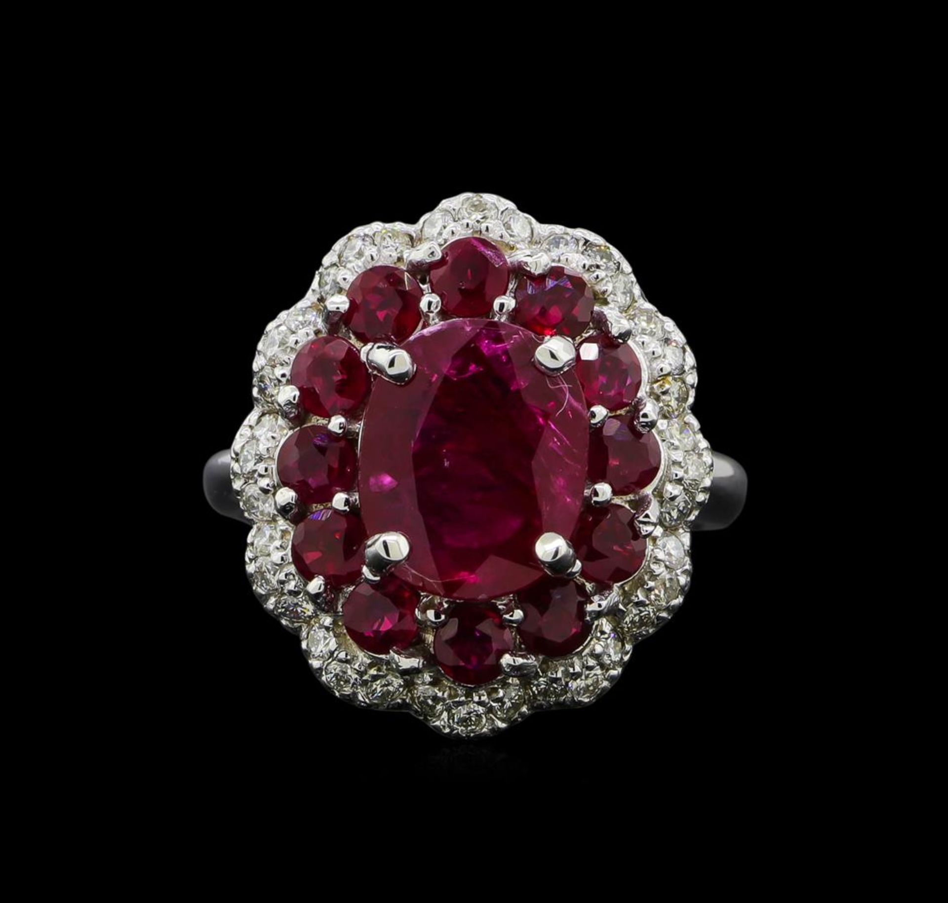 GIA Cert 4.54 ctw Ruby and Diamond Ring - 14KT White Gold - Image 2 of 6