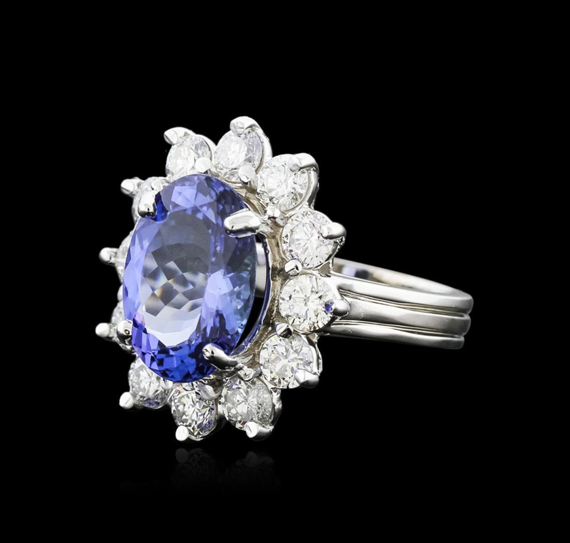 14KT White Gold 6.57ct Tanzanite and Diamond Ring