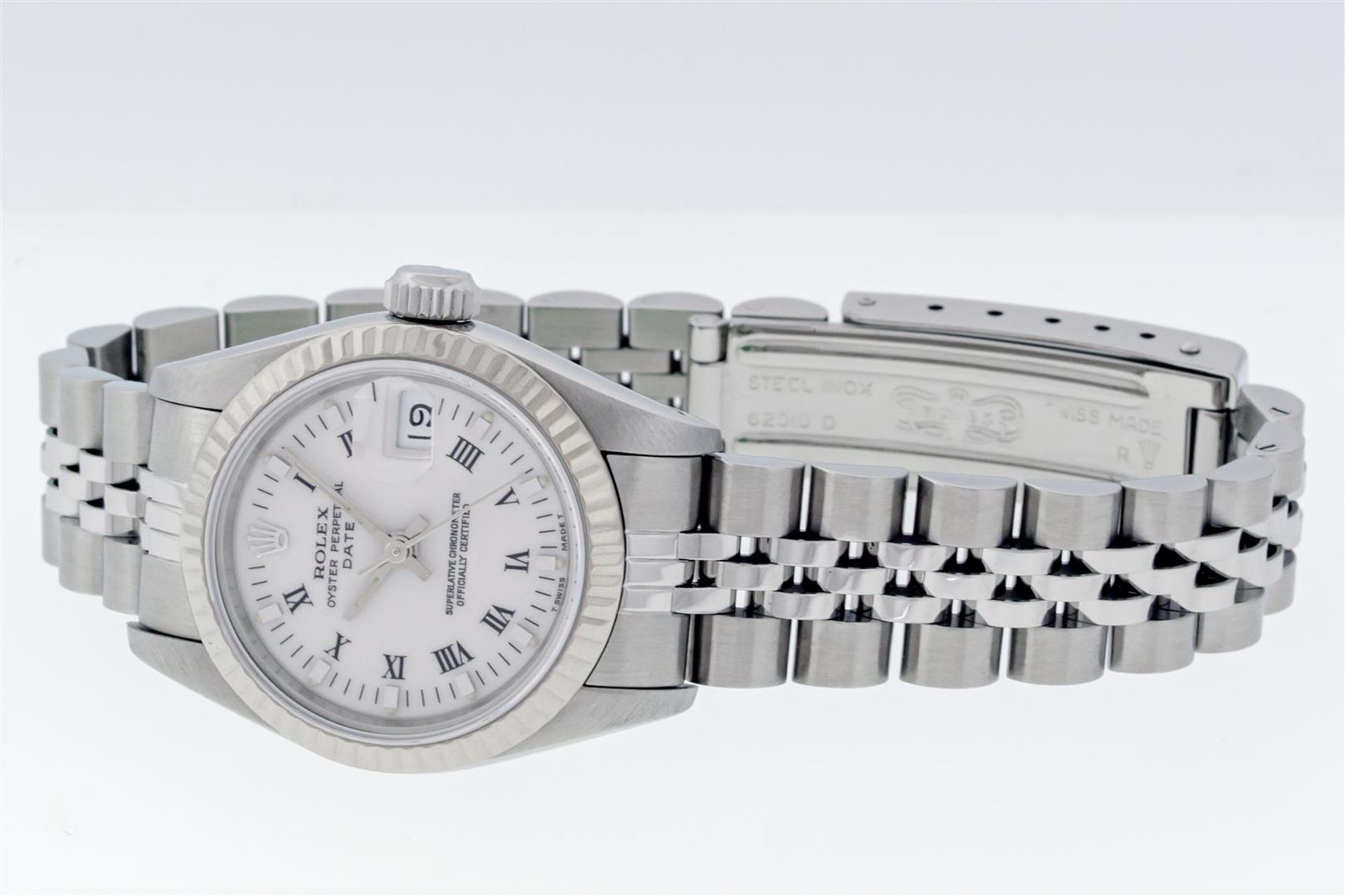 Rolex Stainless Steel White Roman And Gold Diamond Bezel Oyster Perpetual With R - Image 5 of 9