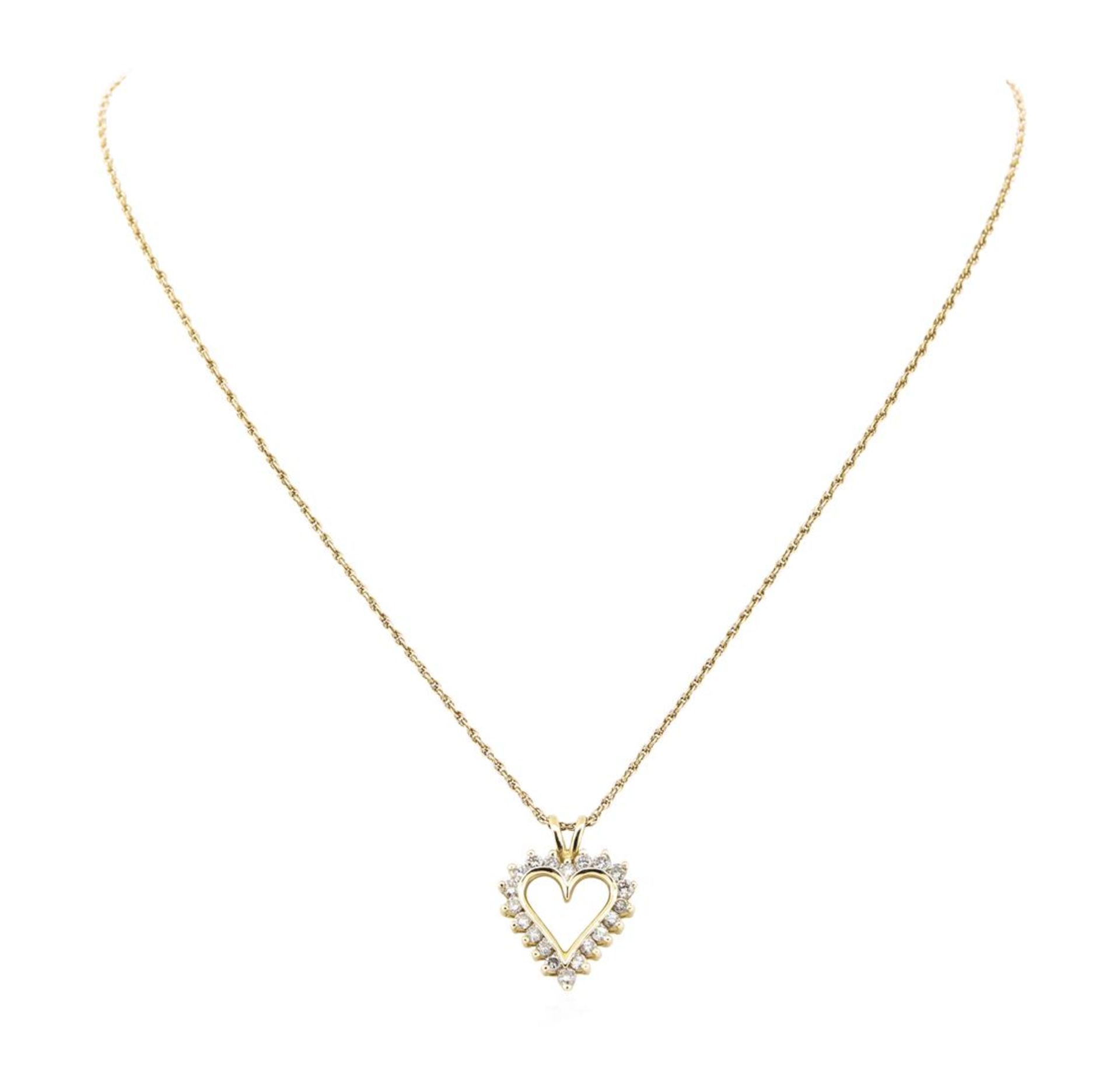 1.00 ctw Diamond Heart Shaped Pendant with Chain - 14KT Yellow Gold - Image 2 of 2