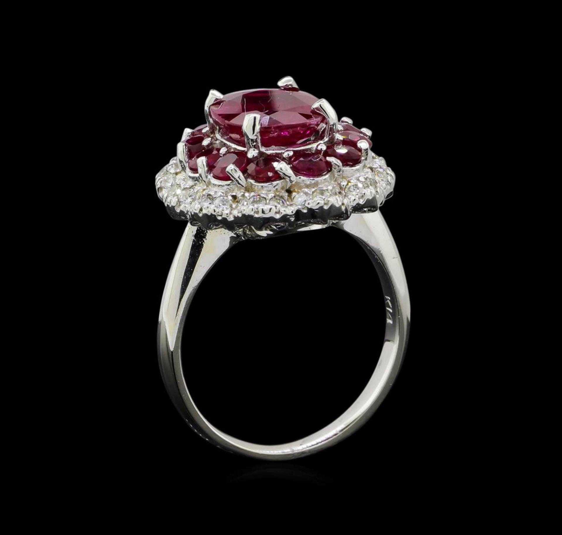 GIA Cert 4.54 ctw Ruby and Diamond Ring - 14KT White Gold - Image 4 of 6