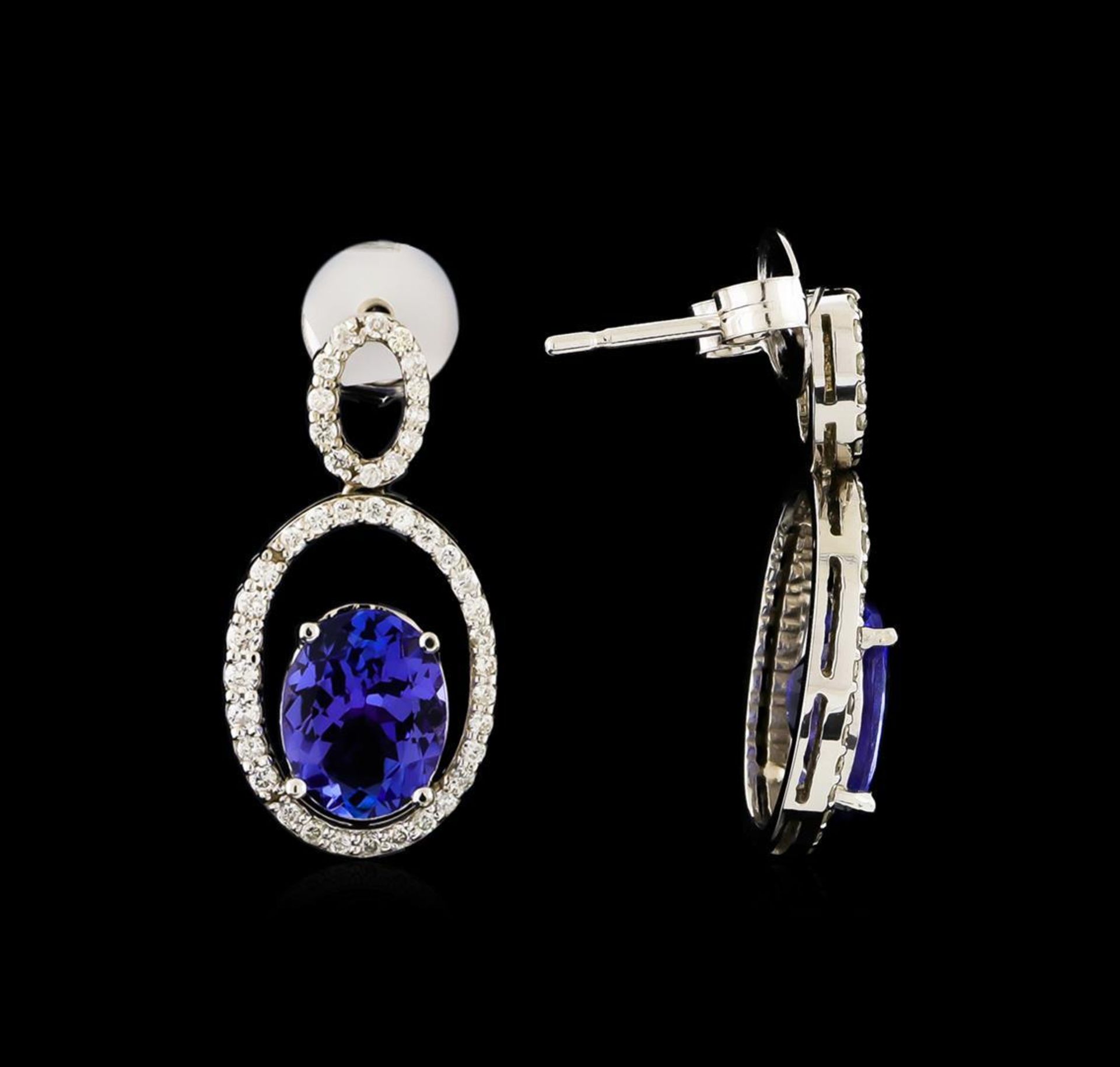 3.58ctw Tanzanite and Diamond Earrings - 14KT White Gold - Image 2 of 3