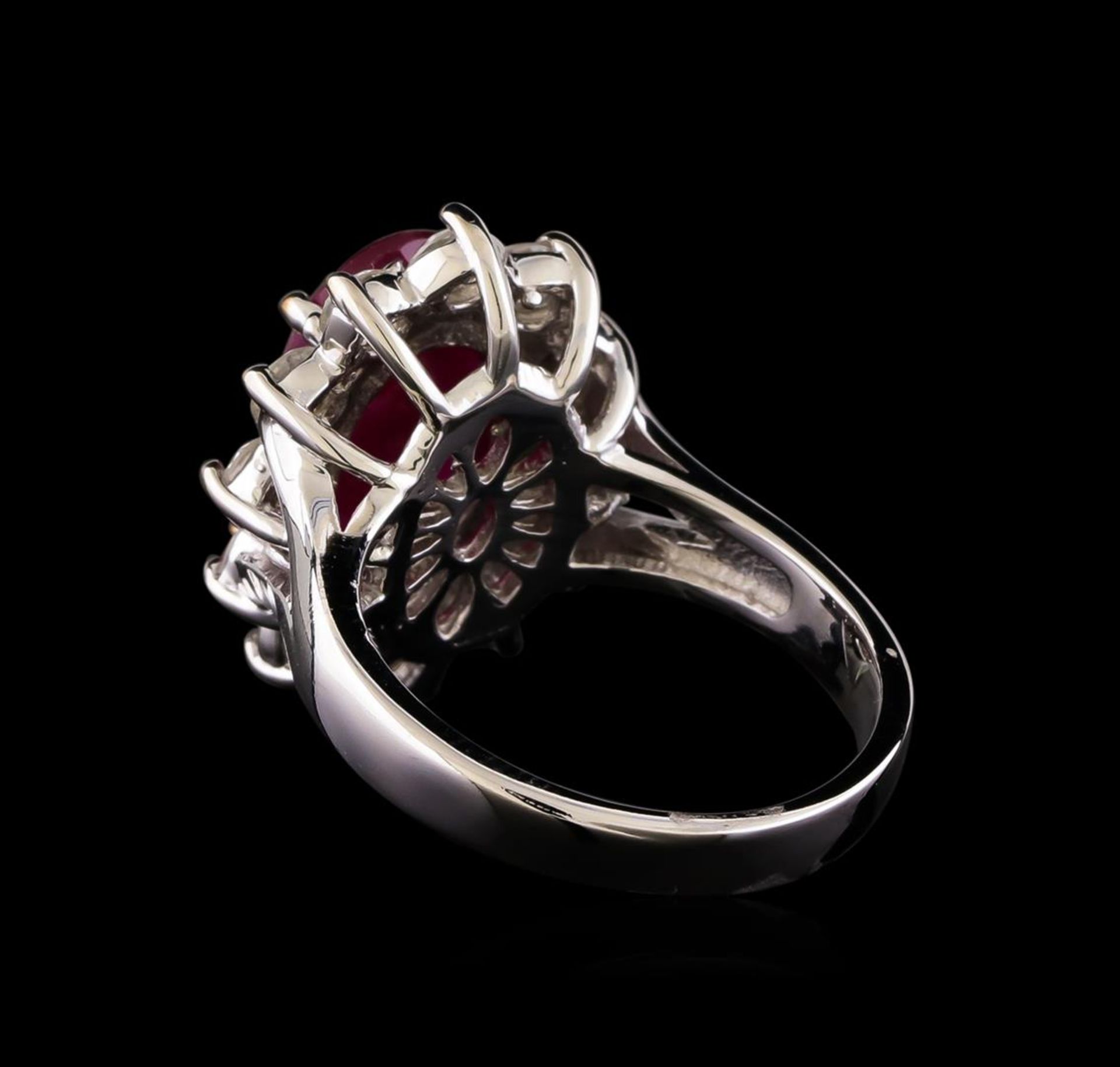 GIA Cert 4.09 ctw Ruby and Diamond Ring - 14KT White Gold - Image 3 of 6