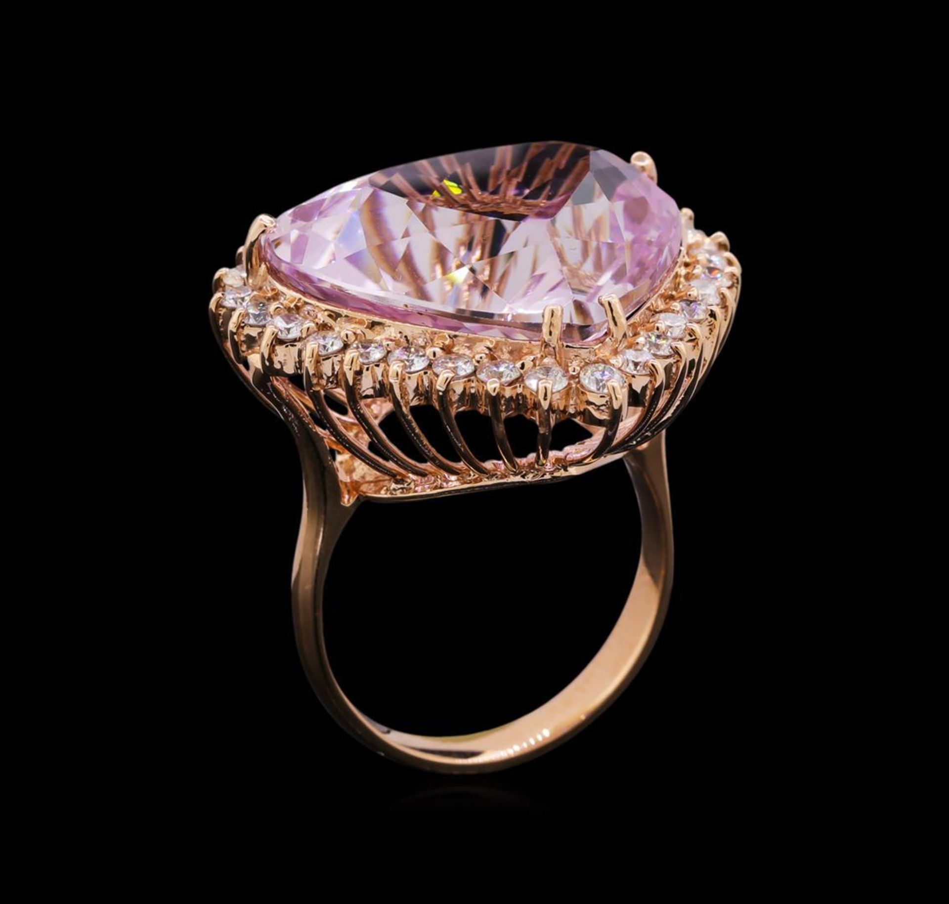 24.70 ctw Kunzite and Diamond Ring - 14KT Rose Gold - Image 4 of 5