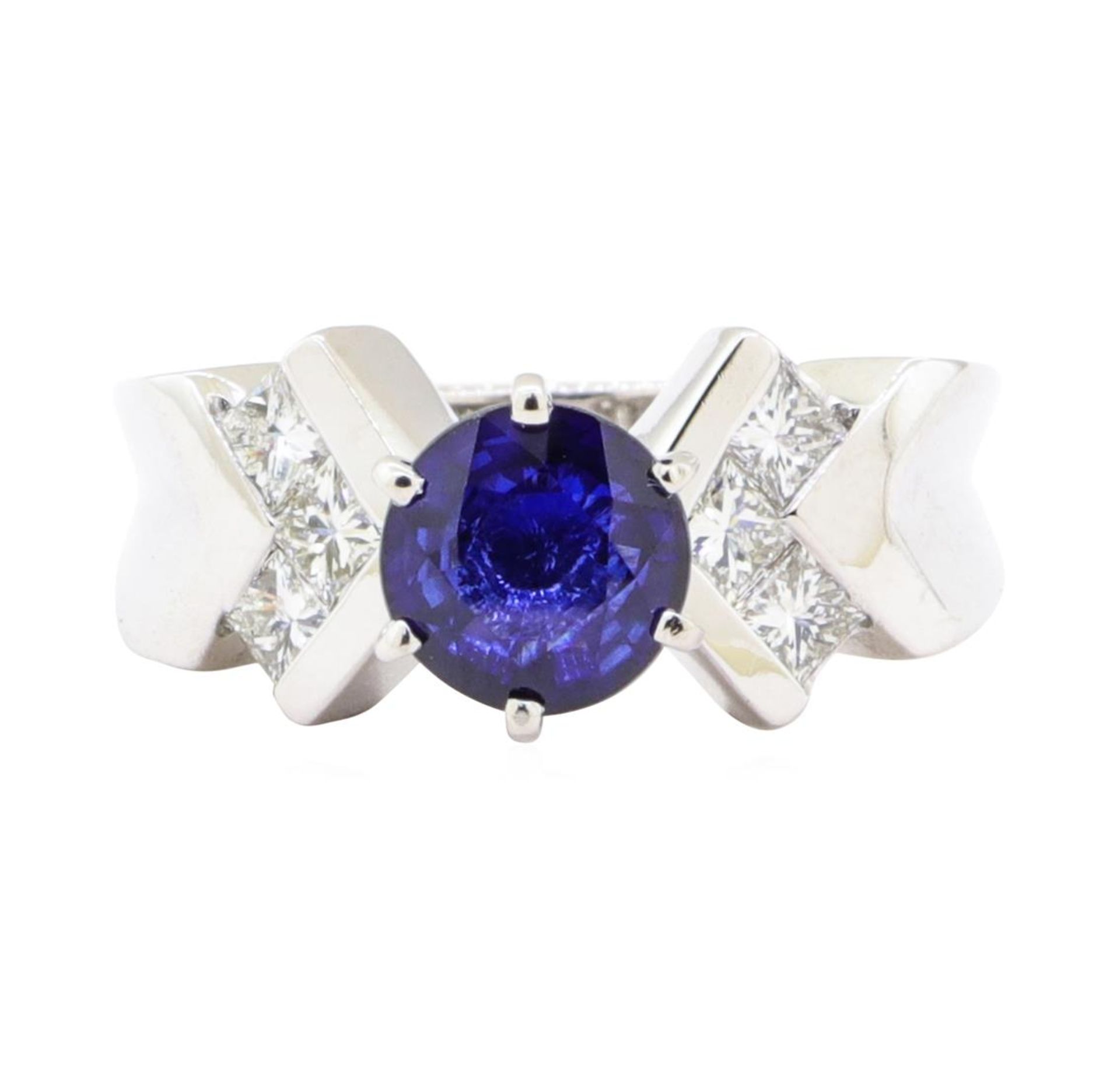 2.09 ctw Sapphire And Diamond Ring - 14KT White Gold - Image 2 of 4