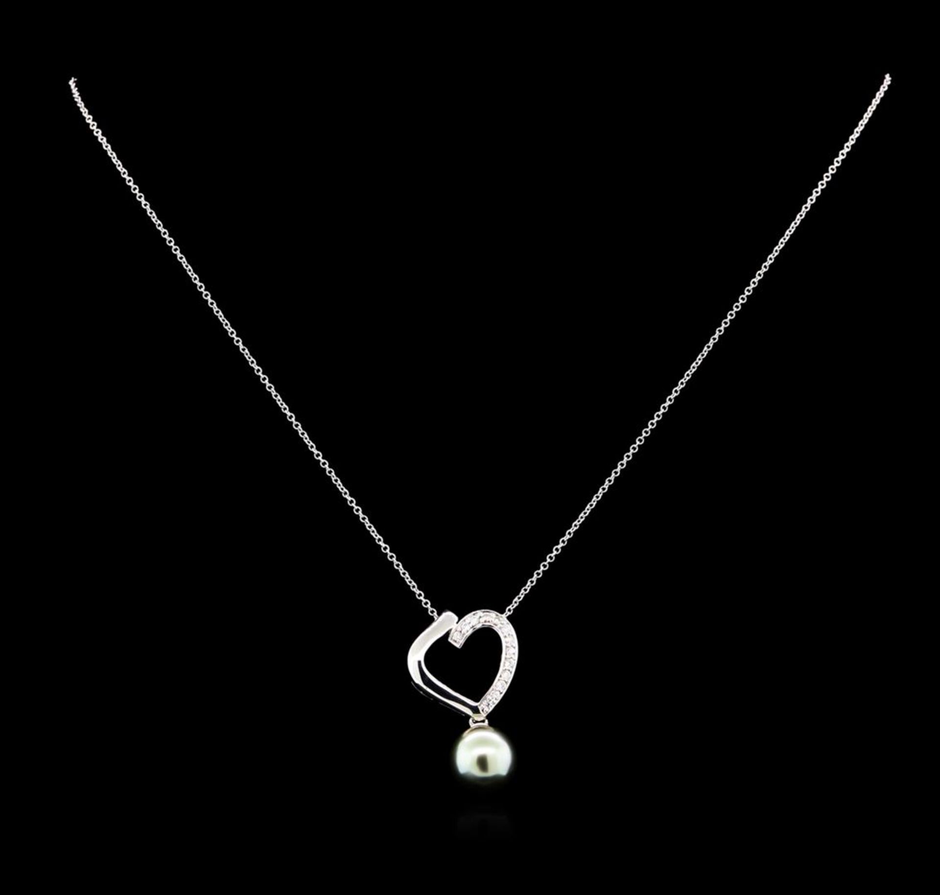 0.19 ctw Pearl and Diamond Pendant - 14KT White Gold - Image 2 of 2