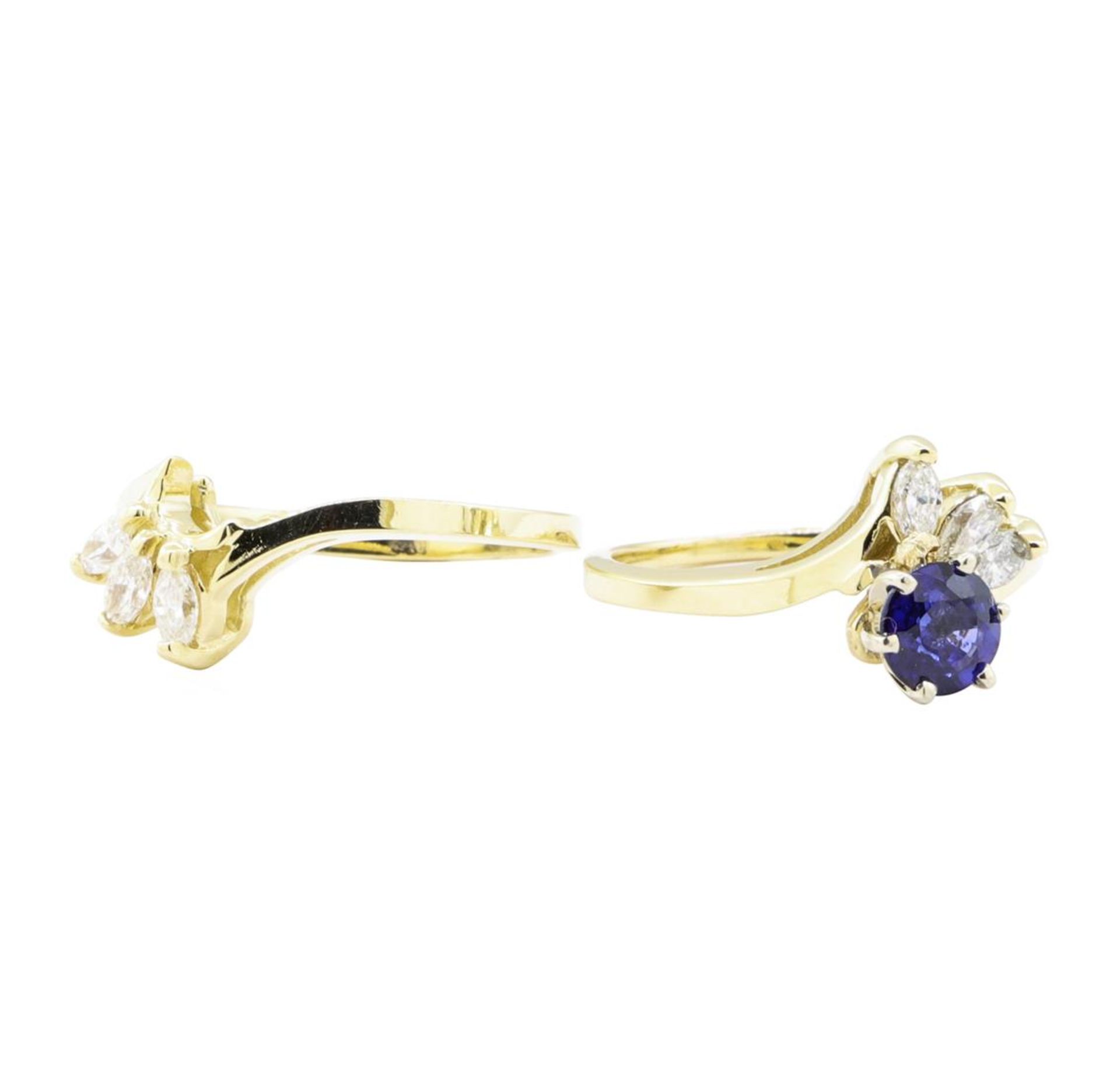 1.21 ctw Sapphire And Diamond Ring And Band - 14KT Yellow Gold - Image 3 of 4