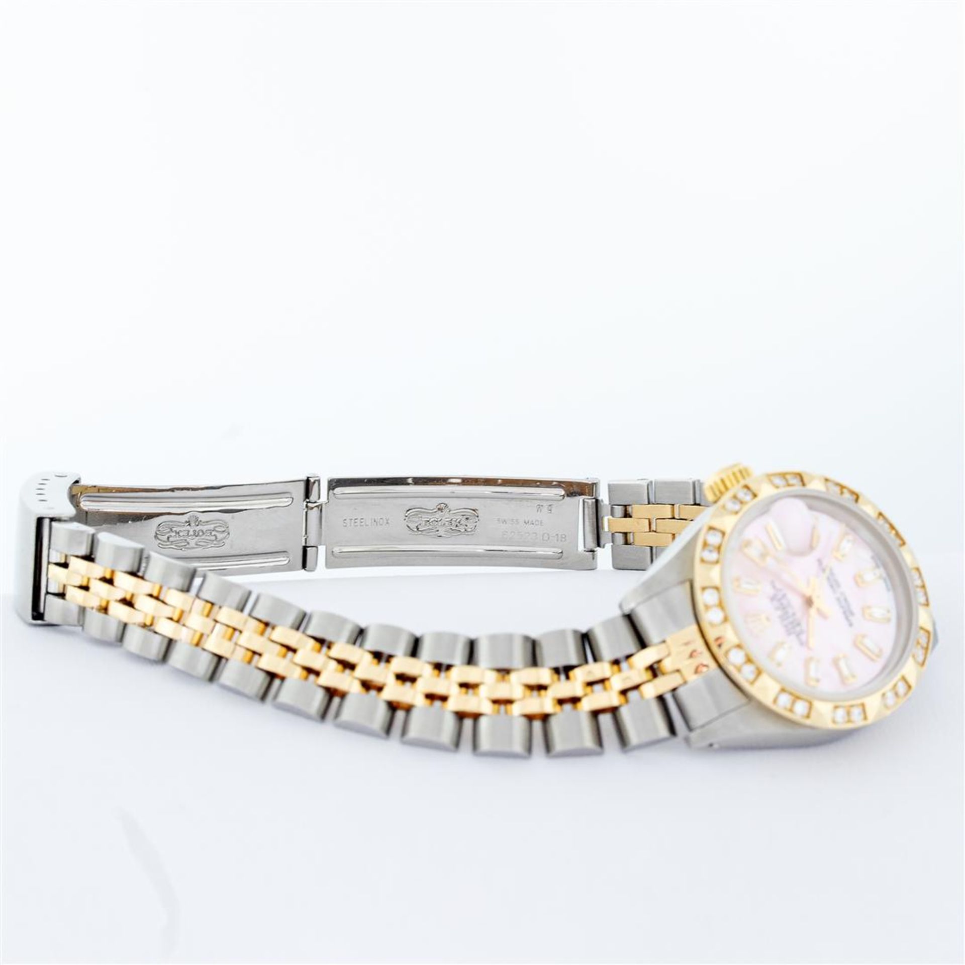 Rolex Ladies 26 2T Pink MOP Baguette 18K YG Diamond Bezel Serviced And Polished - Image 8 of 9