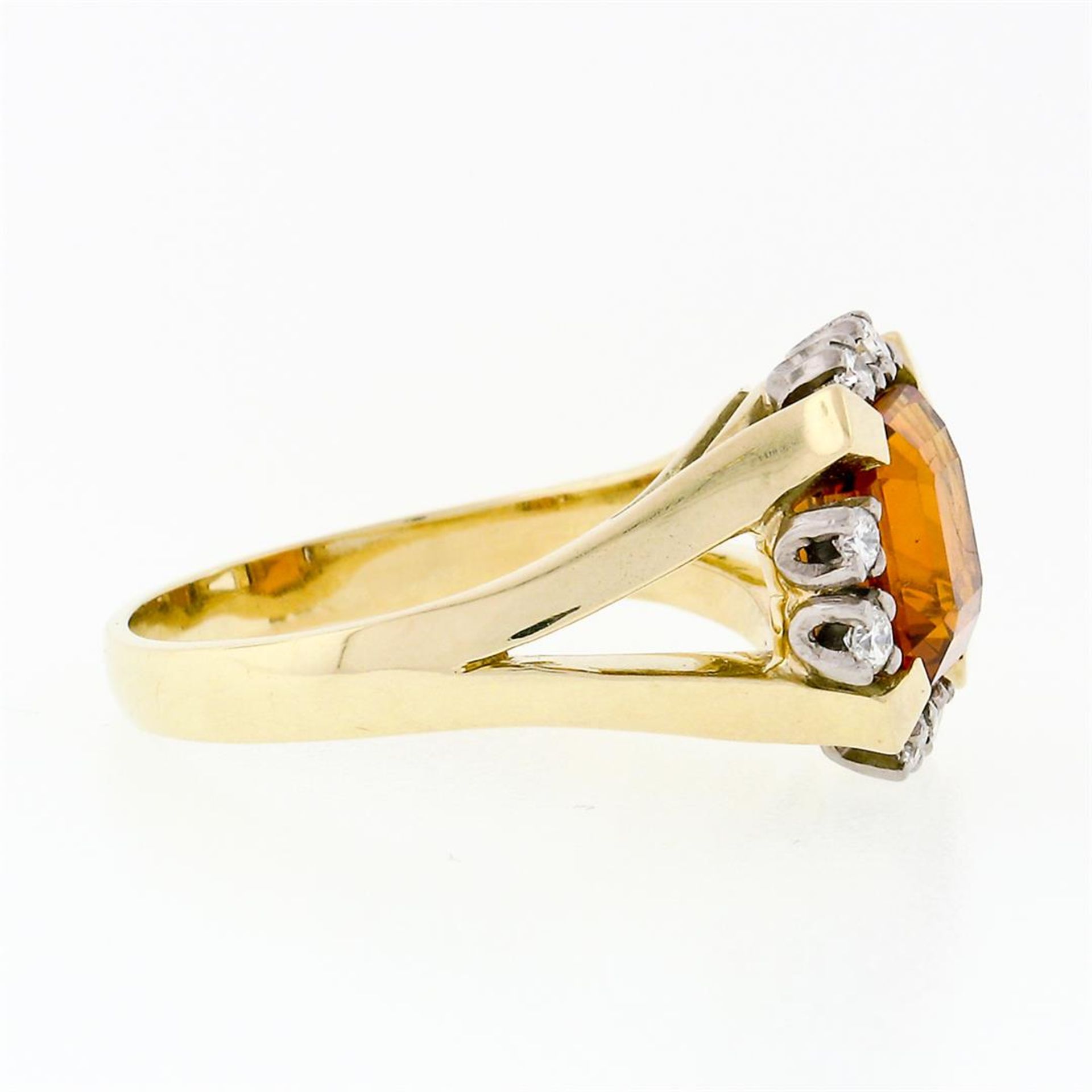 Vintage 14K Gold GIA Fine Quality Vivid Orange Step Cut Citrine & Diamond Ring - Image 6 of 9