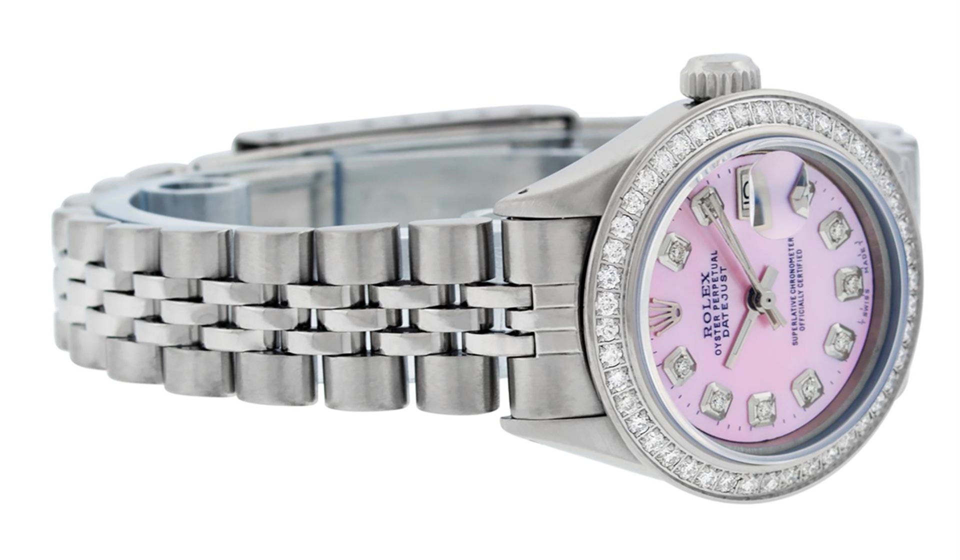 Rolex Ladies 26 Stainless Steel Pink MOP Diamond Datejust Wriwatch - Image 3 of 8