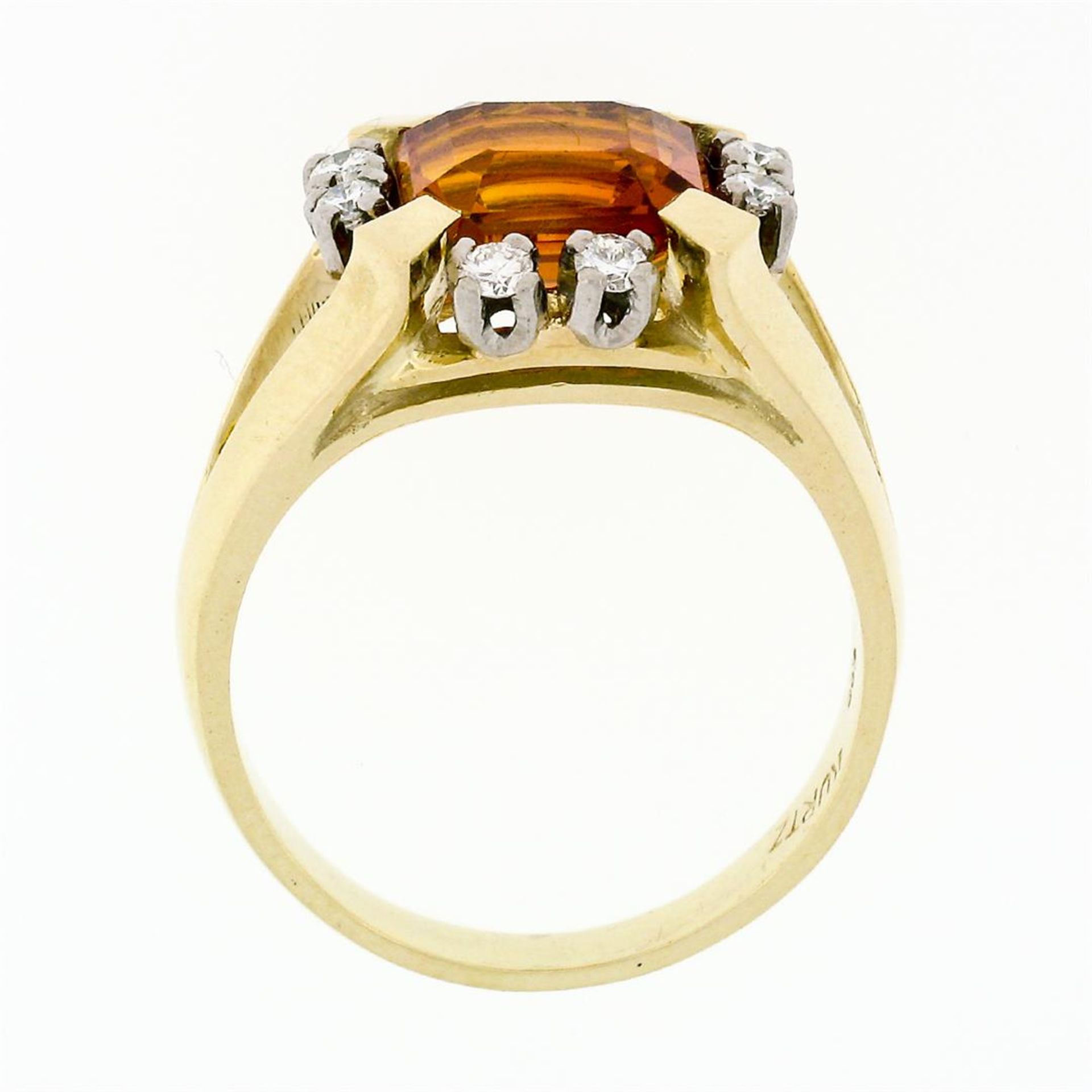 Vintage 14K Gold GIA Fine Quality Vivid Orange Step Cut Citrine & Diamond Ring - Image 8 of 9