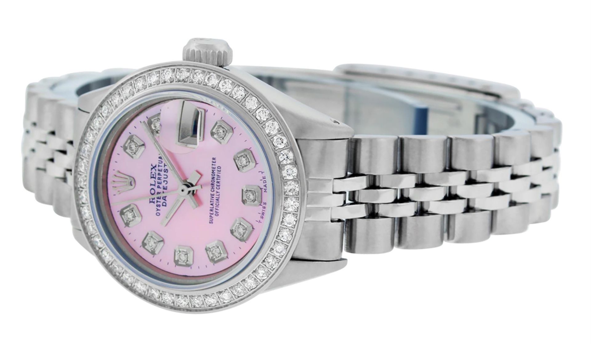 Rolex Ladies 26 Stainless Steel Pink MOP Diamond Datejust Wriwatch - Image 6 of 8