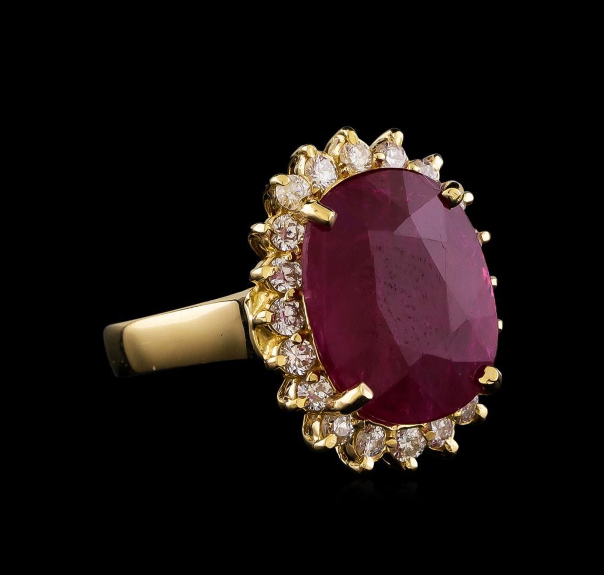 GIA Cert 6.96 ctw Ruby and Diamond Ring - 14KT Yellow Gold