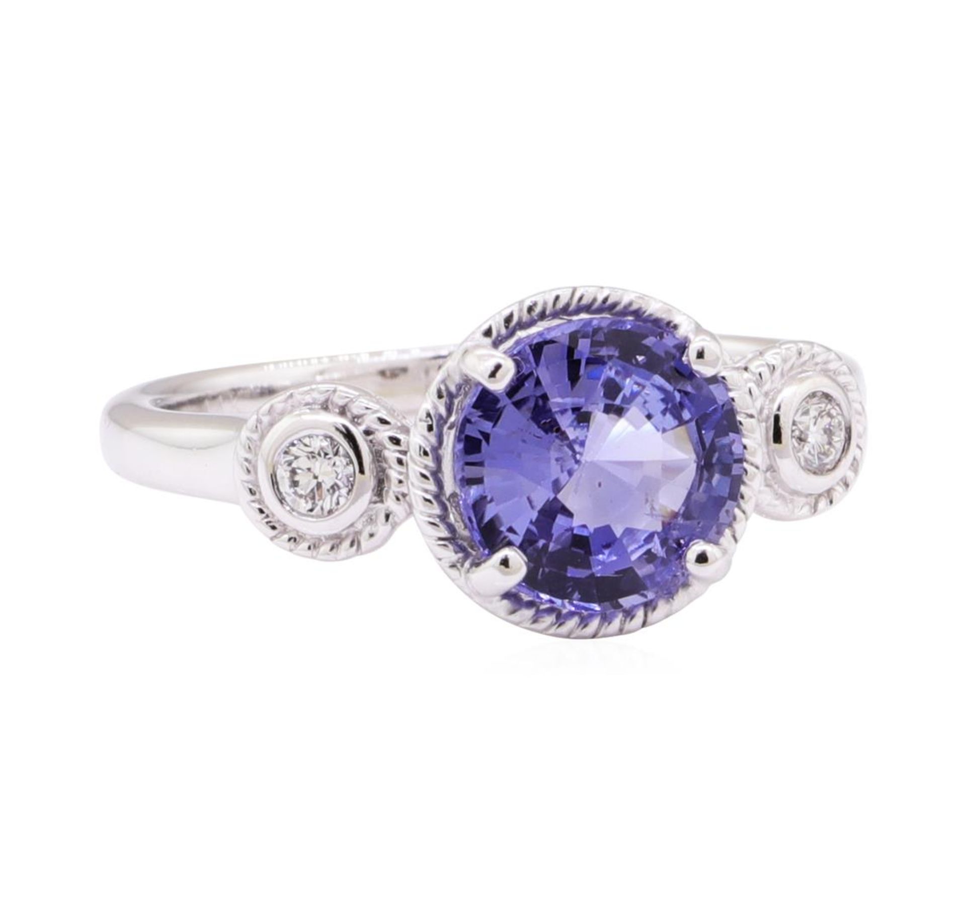 2.08ctw Blue Sapphire and Diamond Ring - 14KT White Gold