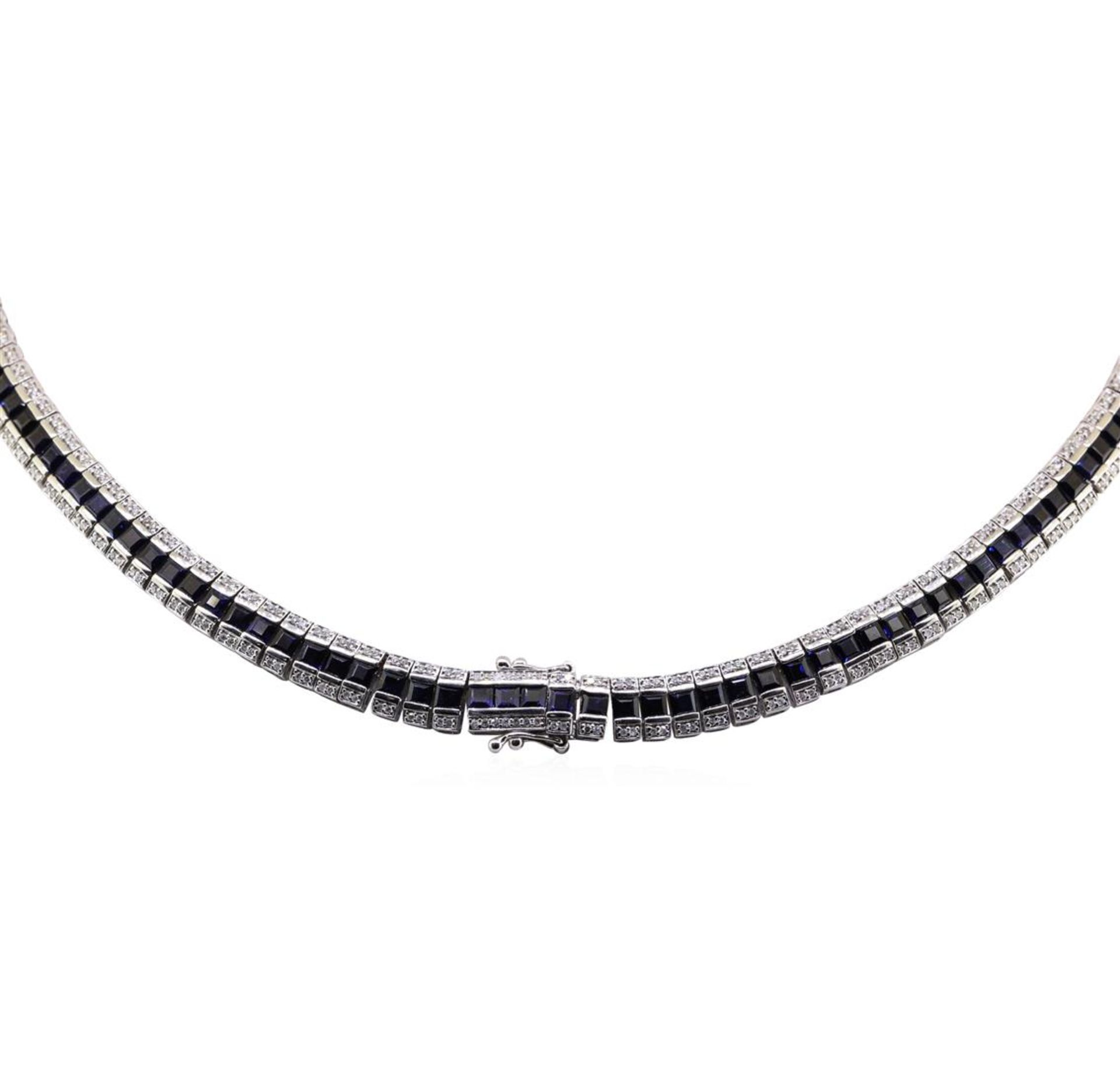 23.86ctw Sapphire and Diamond Necklace - 14KT White Gold - Image 2 of 3