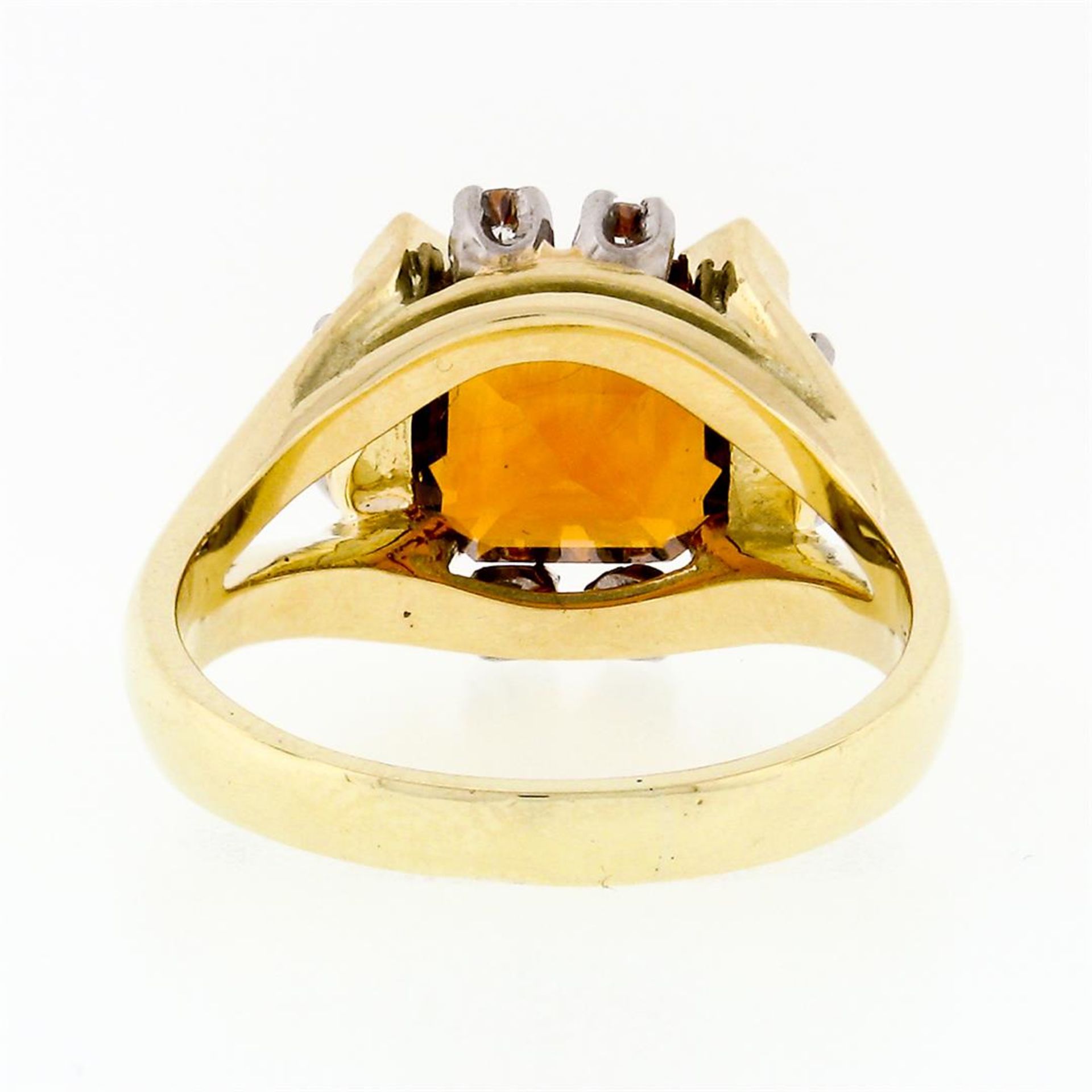 Vintage 14K Gold GIA Fine Quality Vivid Orange Step Cut Citrine & Diamond Ring - Image 7 of 9