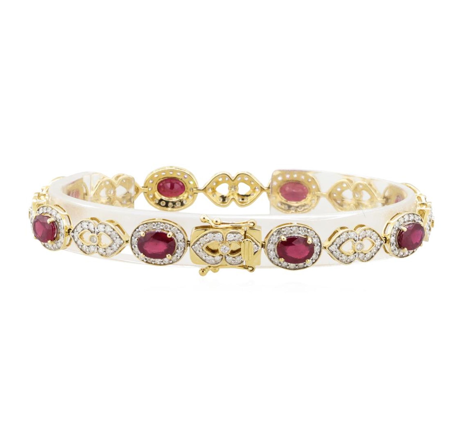9.32ctw Ruby and Diamond Bracelet - 14KT Yellow Gold - Image 2 of 3