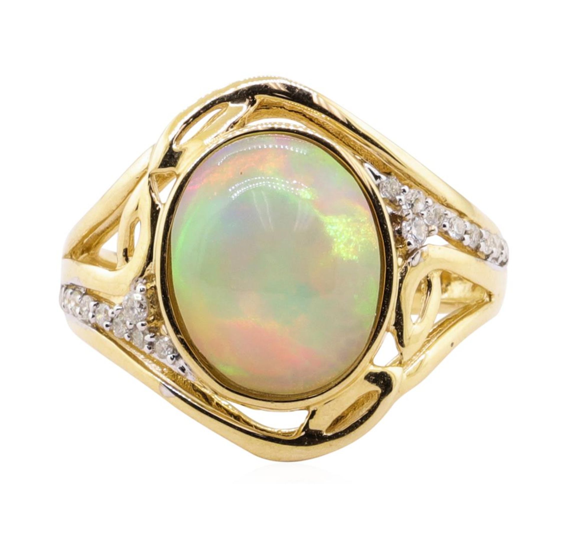 3.12ct Opal and Diamond Ring - 14KT Yellow Gold