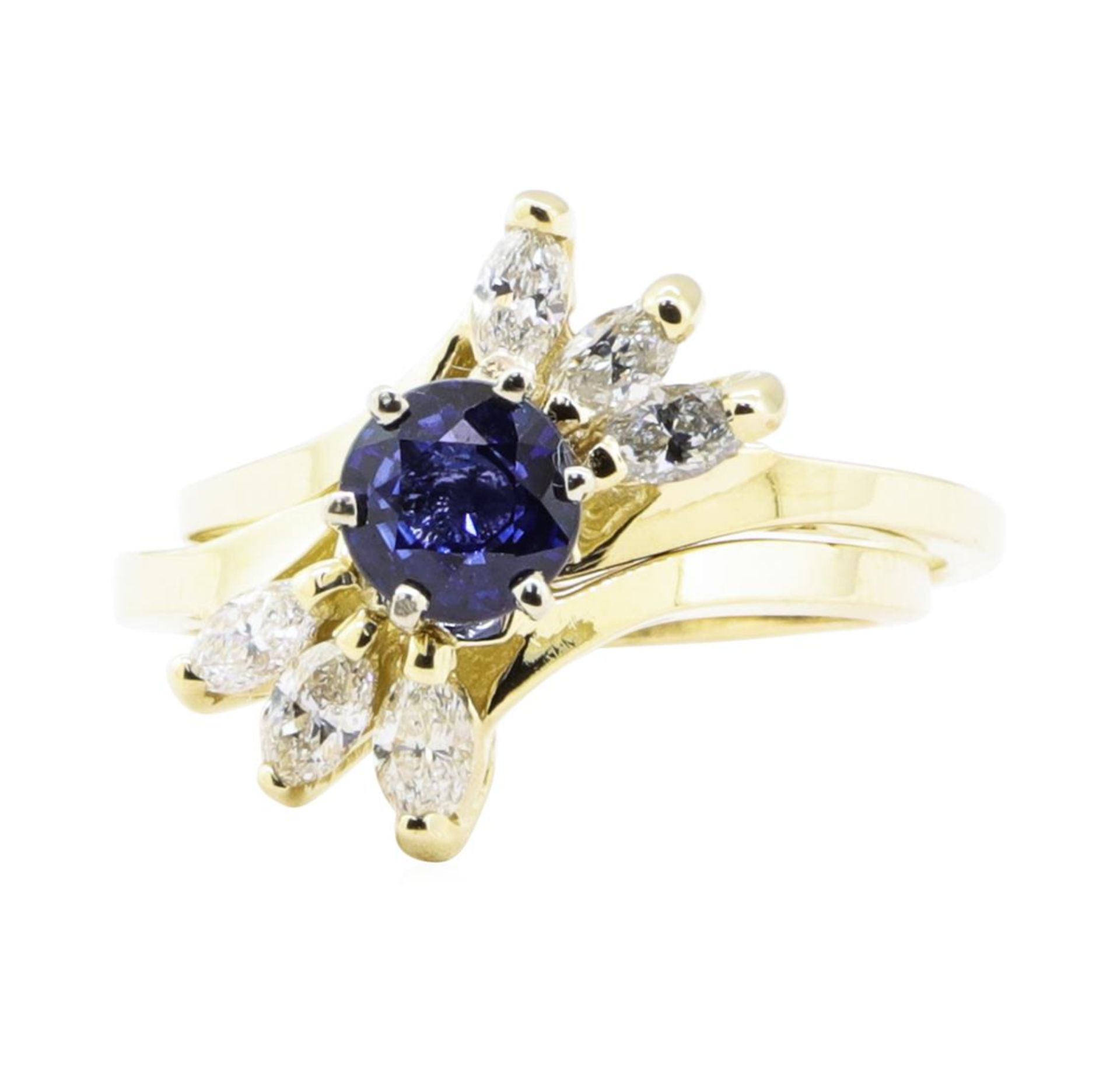 1.21 ctw Sapphire And Diamond Ring And Band - 14KT Yellow Gold - Image 2 of 4