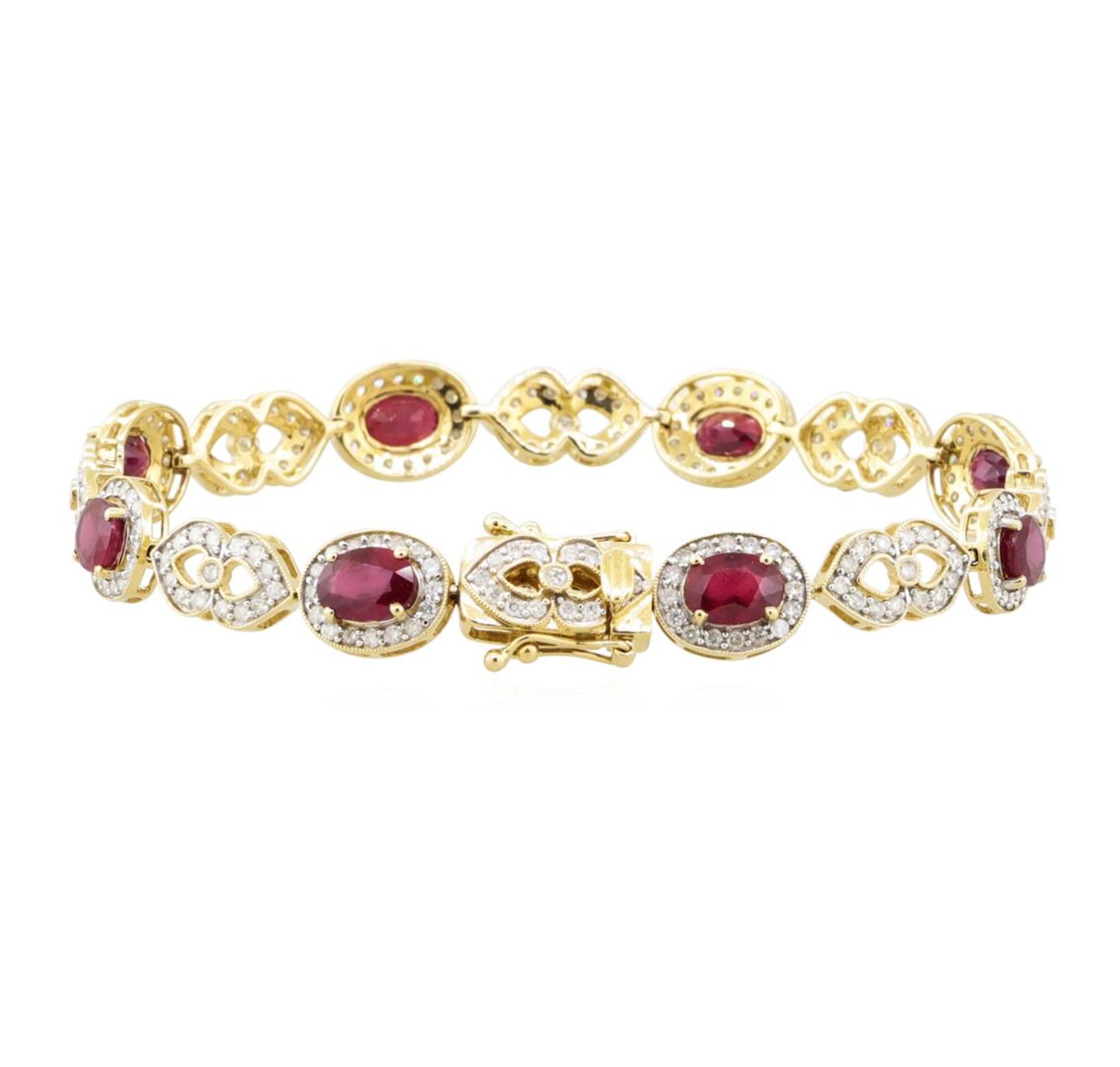 9.32ctw Ruby and Diamond Bracelet - 14KT Yellow Gold - Image 3 of 3