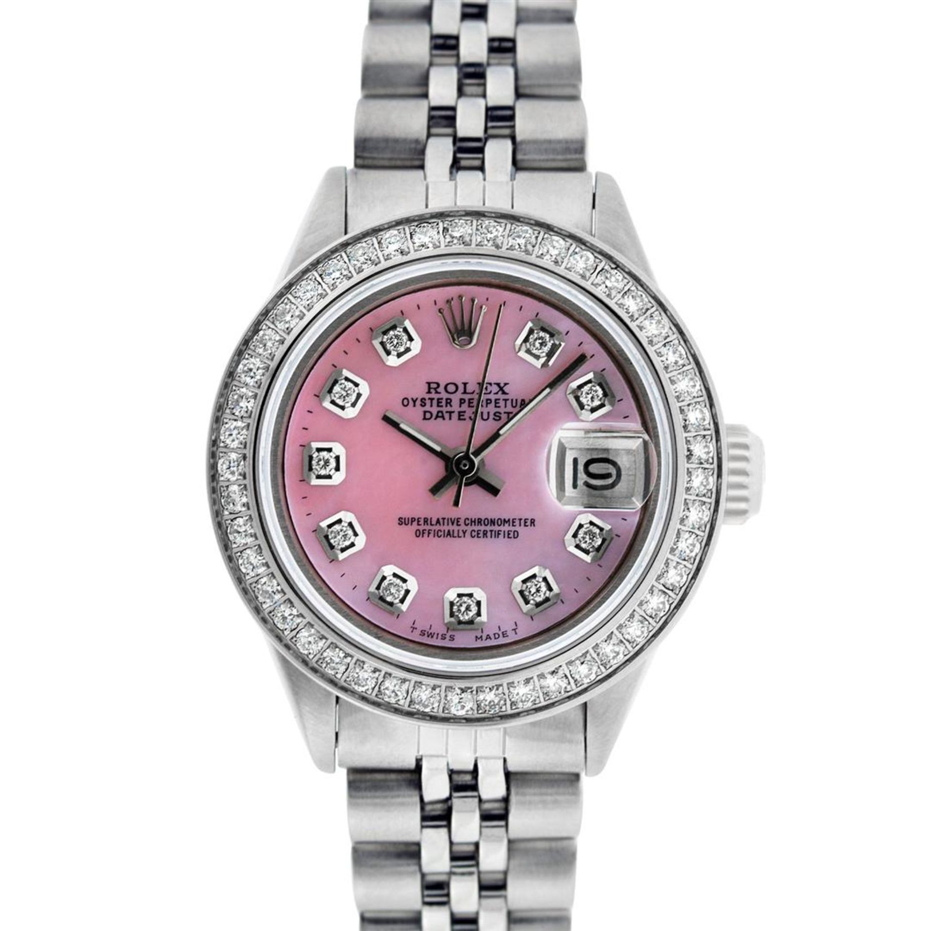 Rolex Ladies 26 Stainless Steel Pink MOP Diamond Datejust Wriwatch - Image 2 of 8