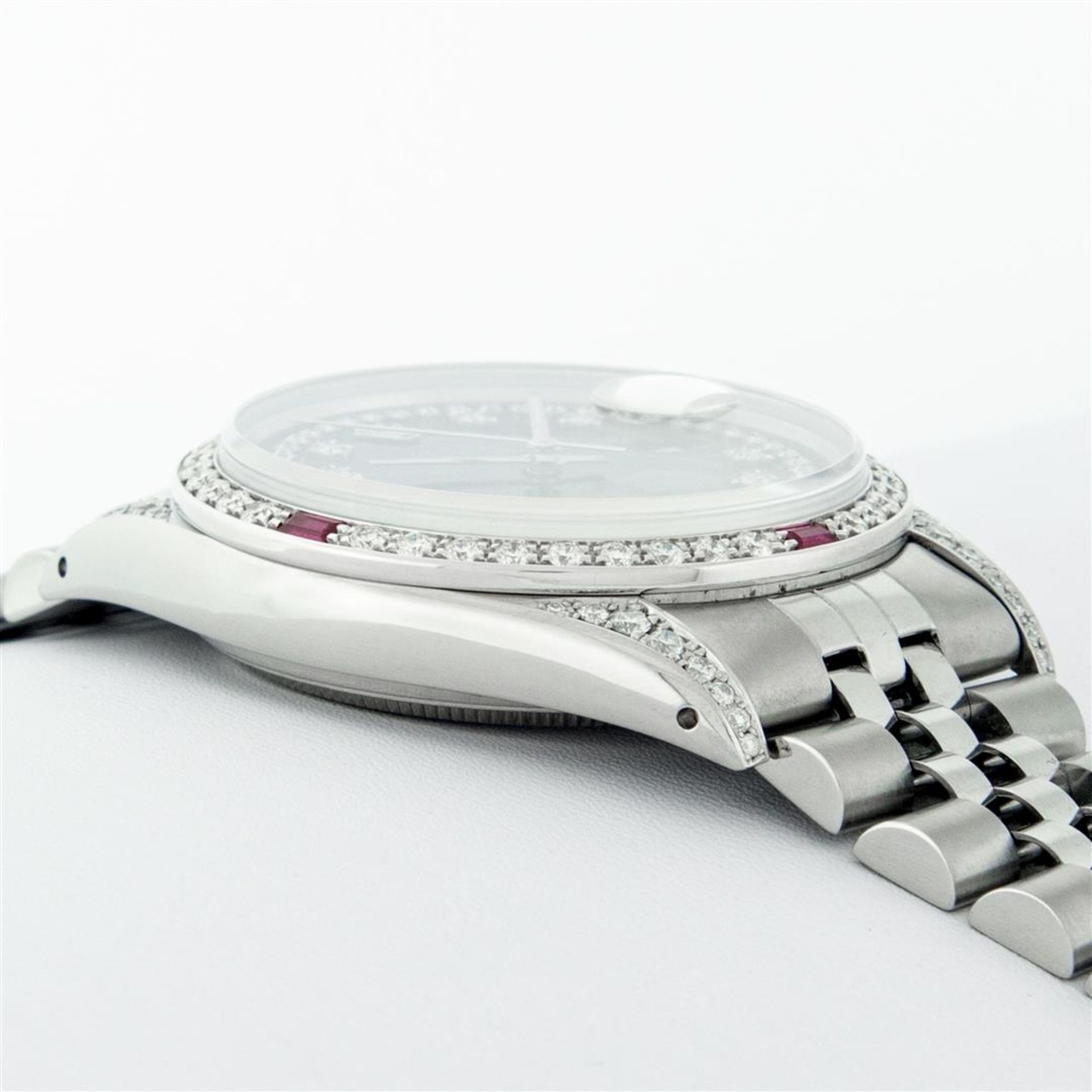 Rolex Mens SS Black String Diamond Lugs & Ruby Oyster Perpetaul Datejust 36MM - Image 9 of 9