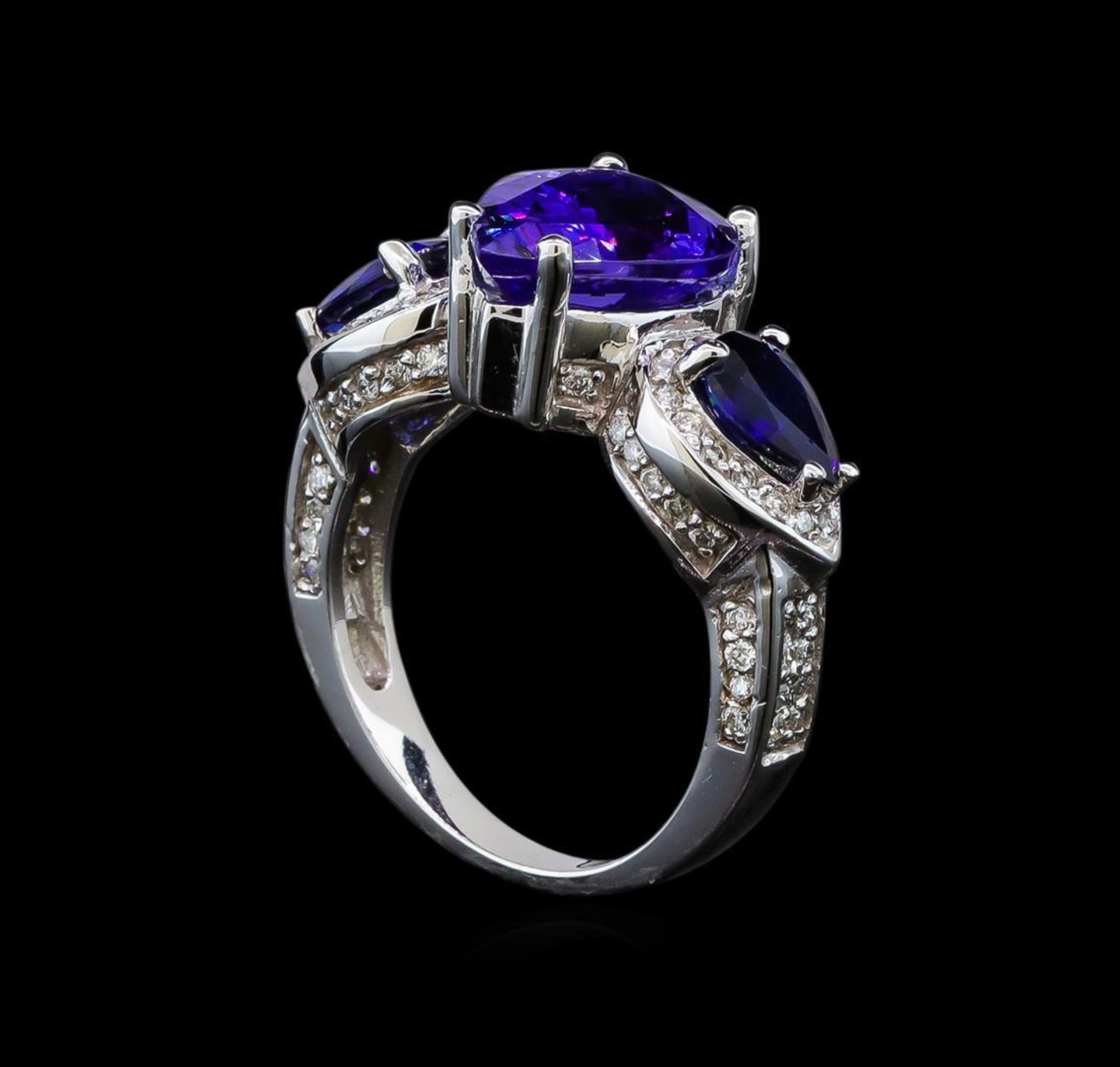 14KT White Gold 3.83 ctw Tanzanite, Sapphire and Diamond Ring - Image 4 of 5