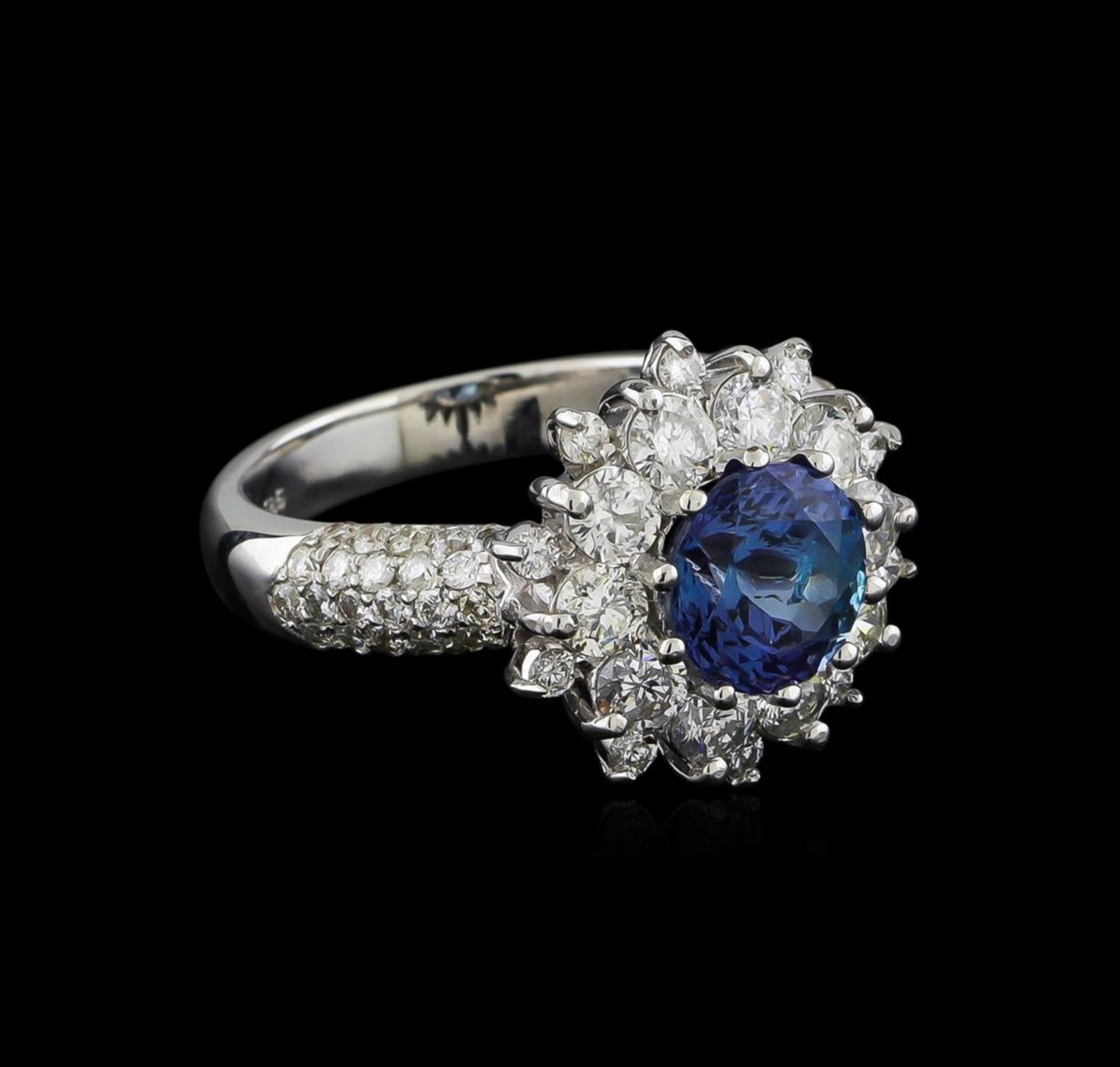 14KT White Gold 1.67ct Tanzanite and Diamond Ring