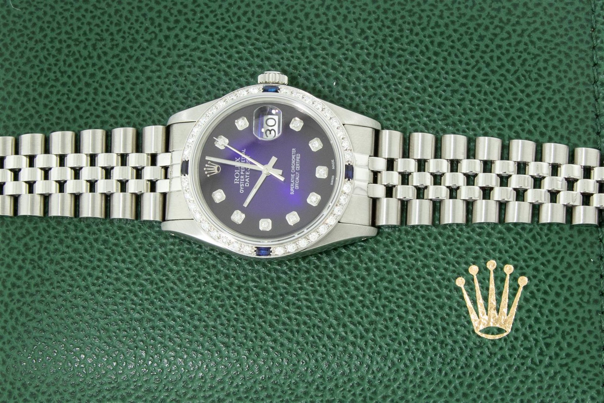 Rolex Mens Stainless Steel Blue Vignette Diamond & Sapphire Datejust Wristwatch - Image 5 of 9