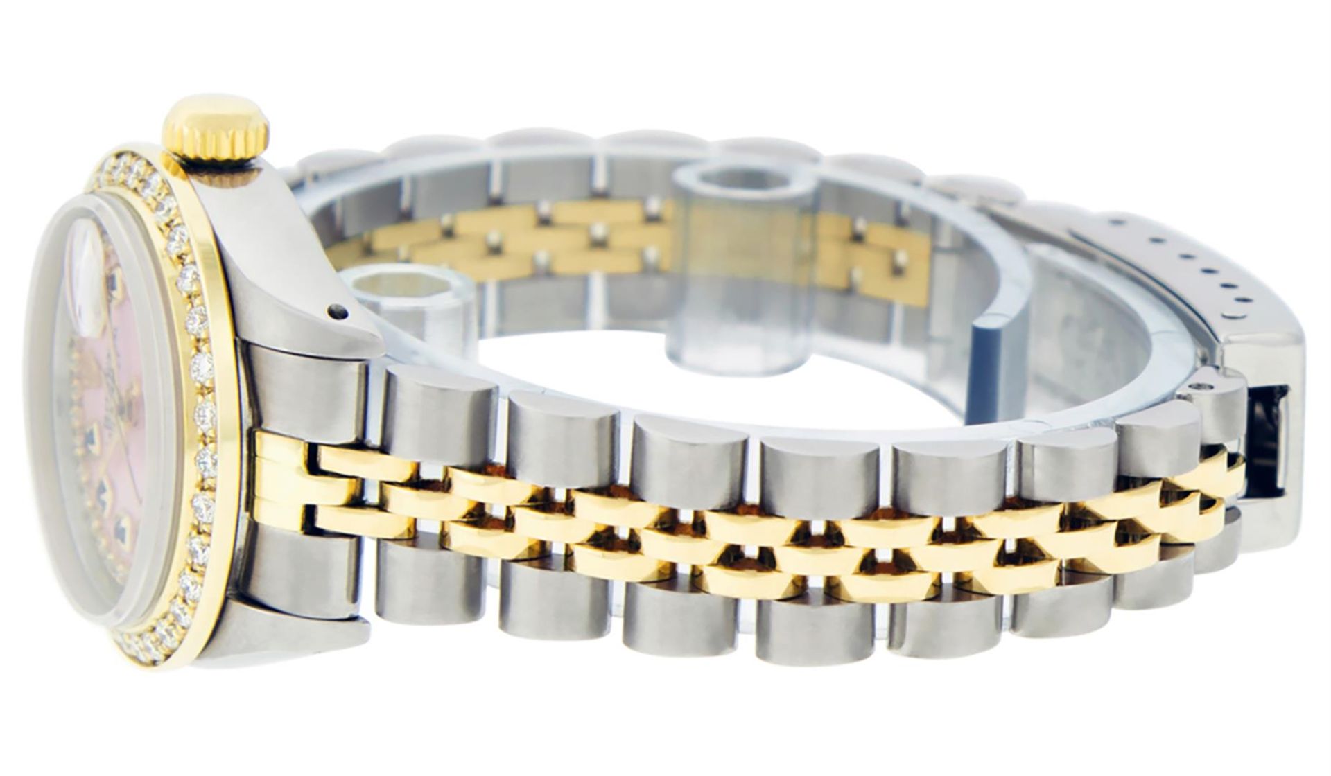 Rolex Ladies 2 Tone MOP Sapphire String Diamond Datejust Wristwatch - Image 7 of 9