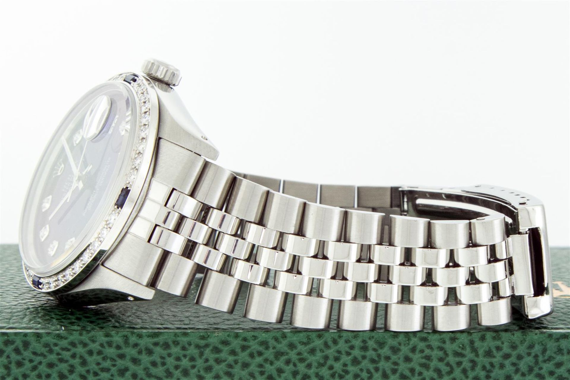 Rolex Mens Stainless Steel Blue Vignette Diamond & Sapphire Datejust Wristwatch - Image 6 of 9