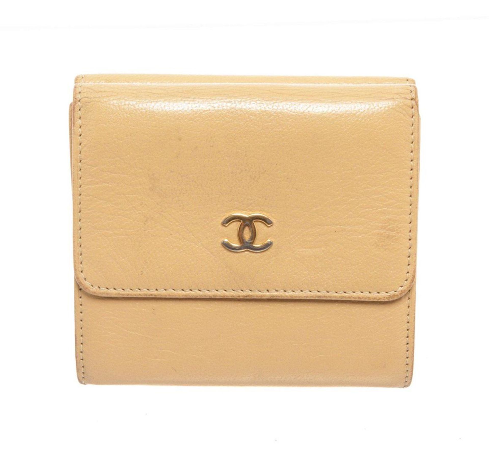 Chanel Beige Compact Trifold Wallet