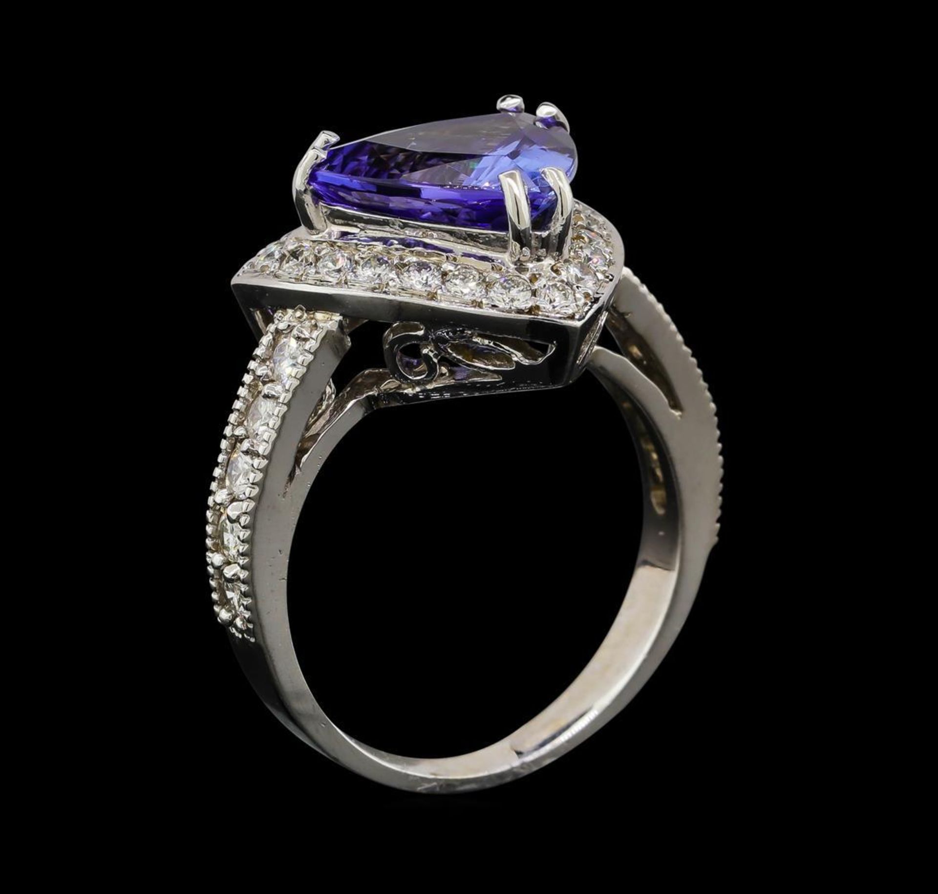 3.72 ctw Tanzanite and Diamond Ring - 14KT White Gold - Image 4 of 5