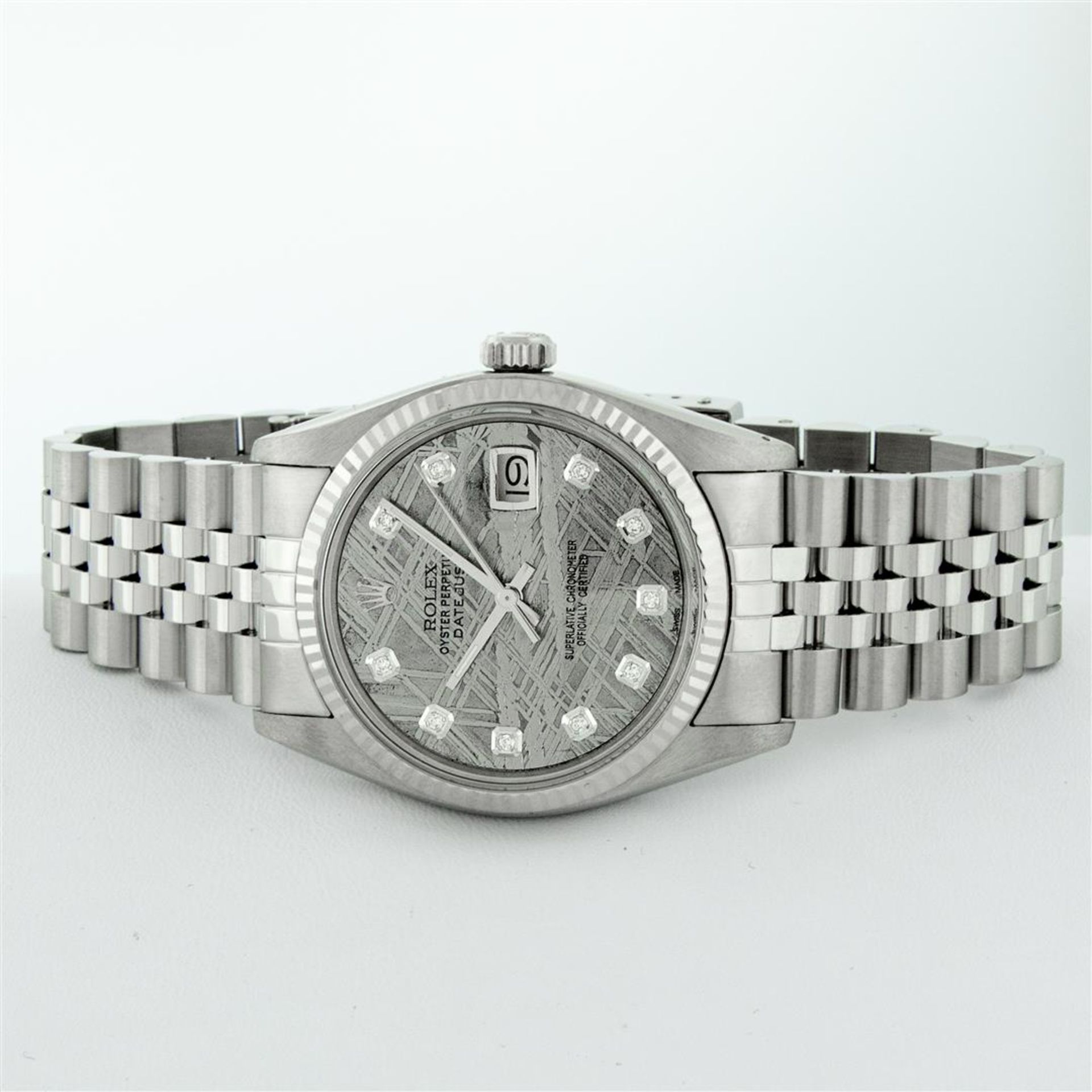 Rolex Mens Stainless Steel Meteorite Diamond 36MM Oyster Perpetual Datejust Wris - Image 4 of 9