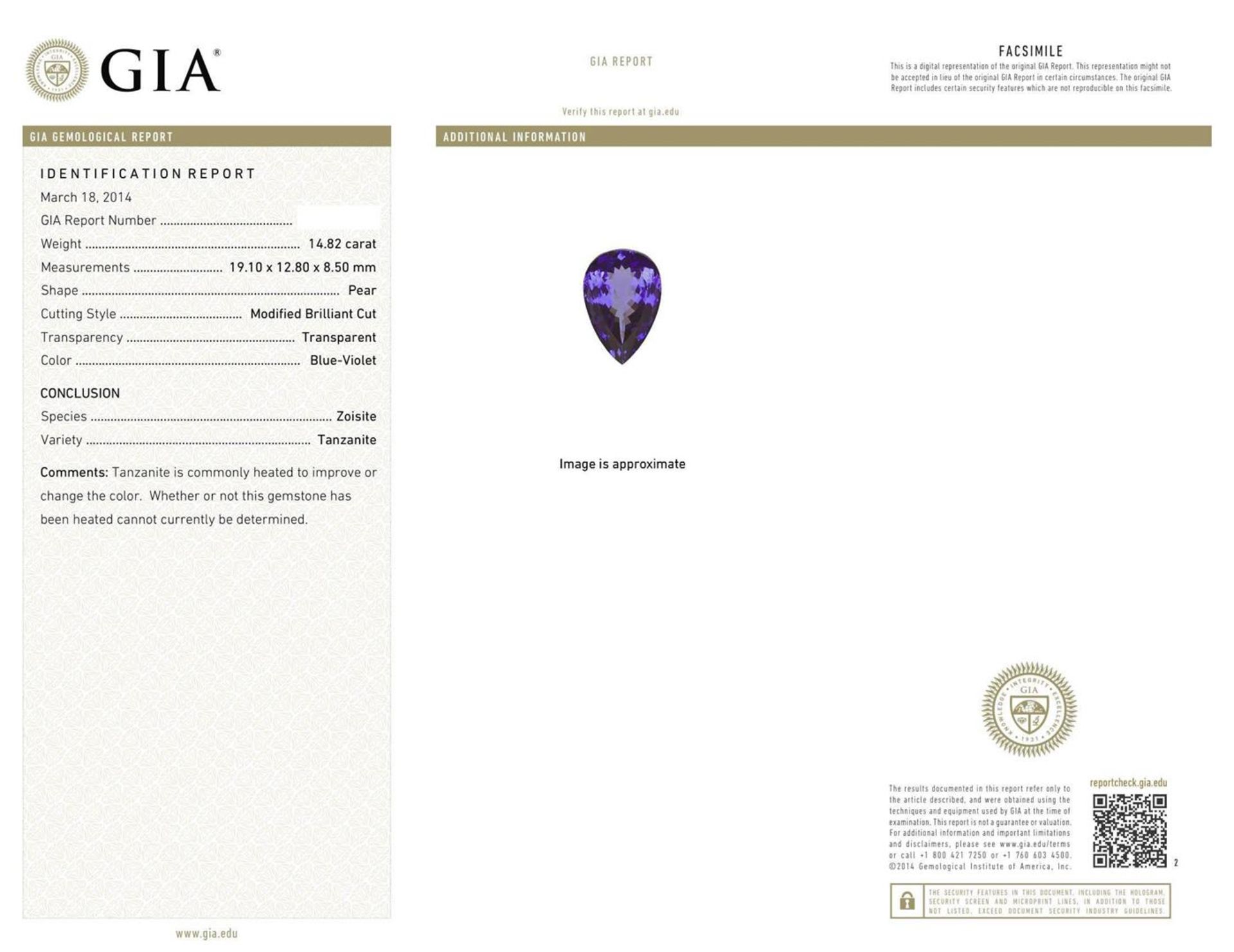 14KT White Gold 14.82 ctw GIA Certified Tanzanite and Diamond Ring - Image 4 of 4