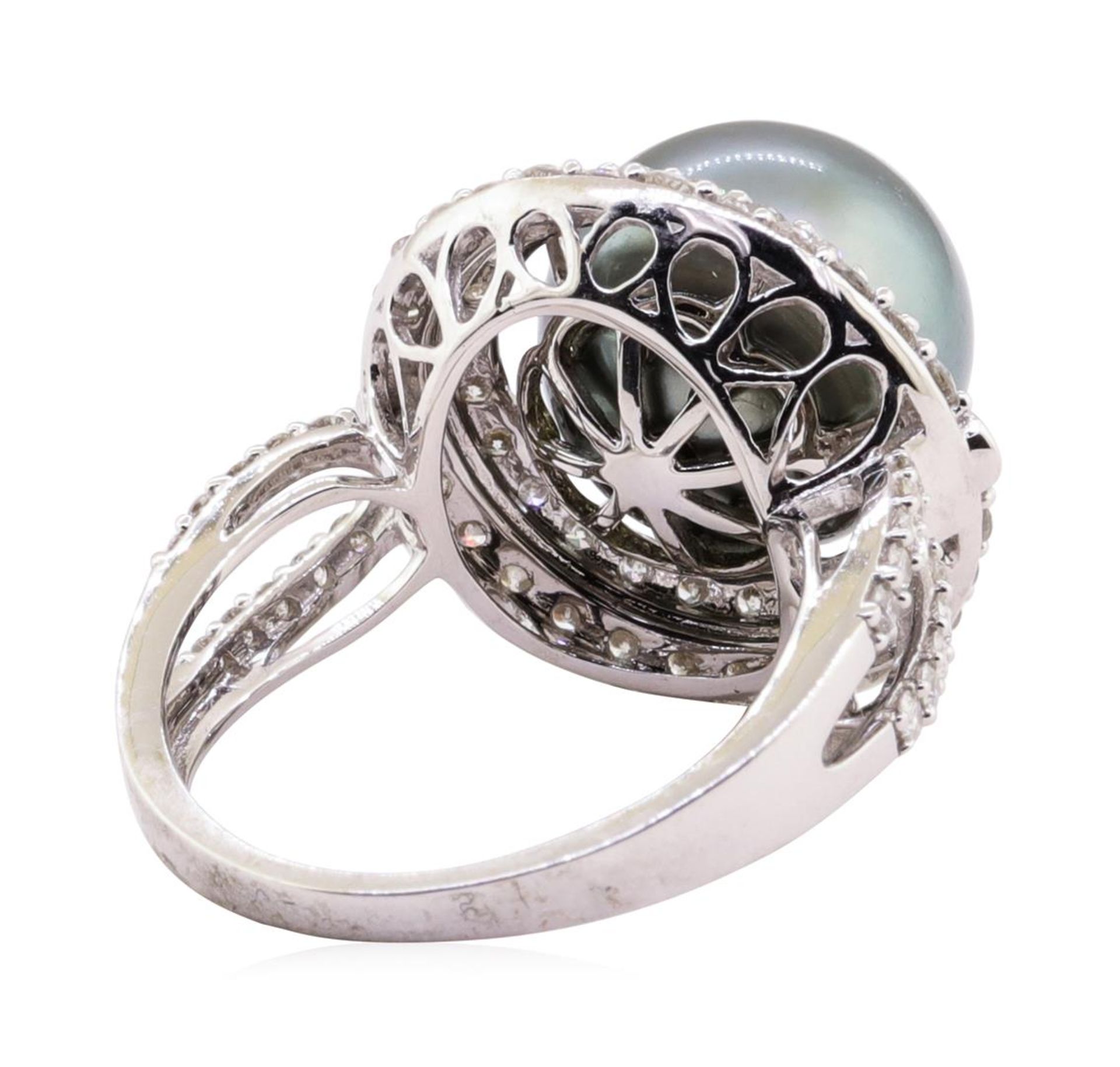 Tahitian Pearl and Diamond Ring - 18KT White Gold - Image 3 of 5