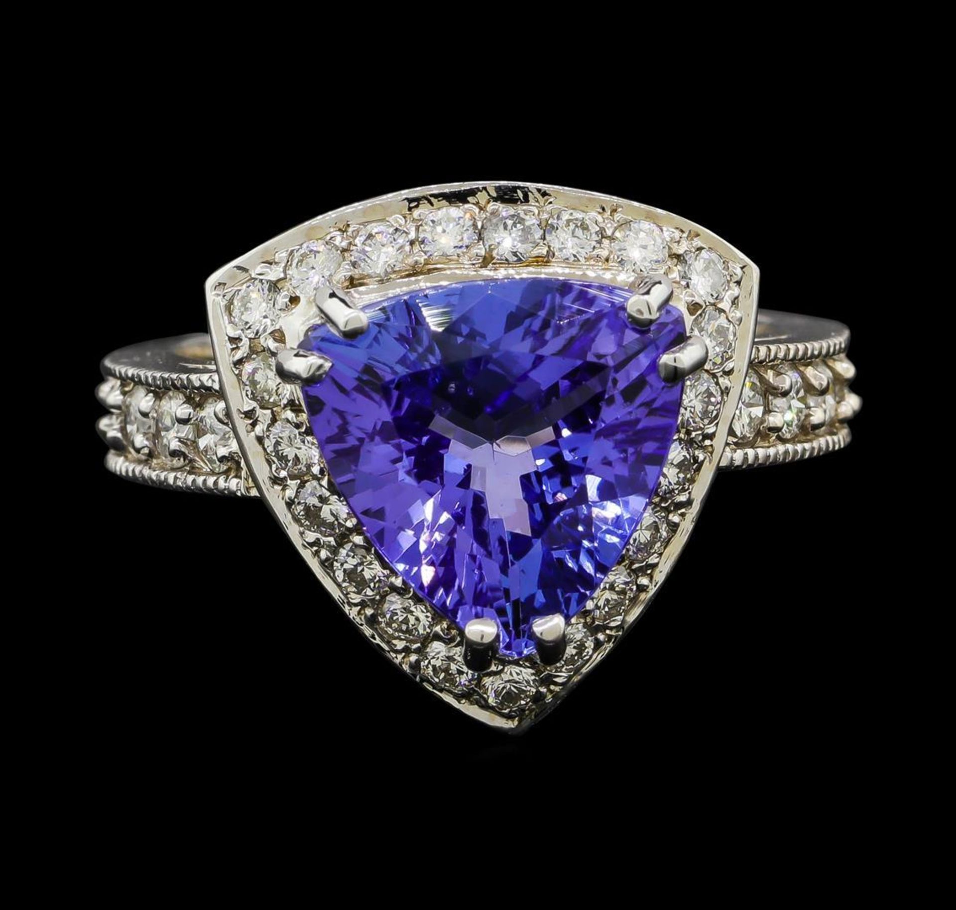 3.72 ctw Tanzanite and Diamond Ring - 14KT White Gold - Image 2 of 5