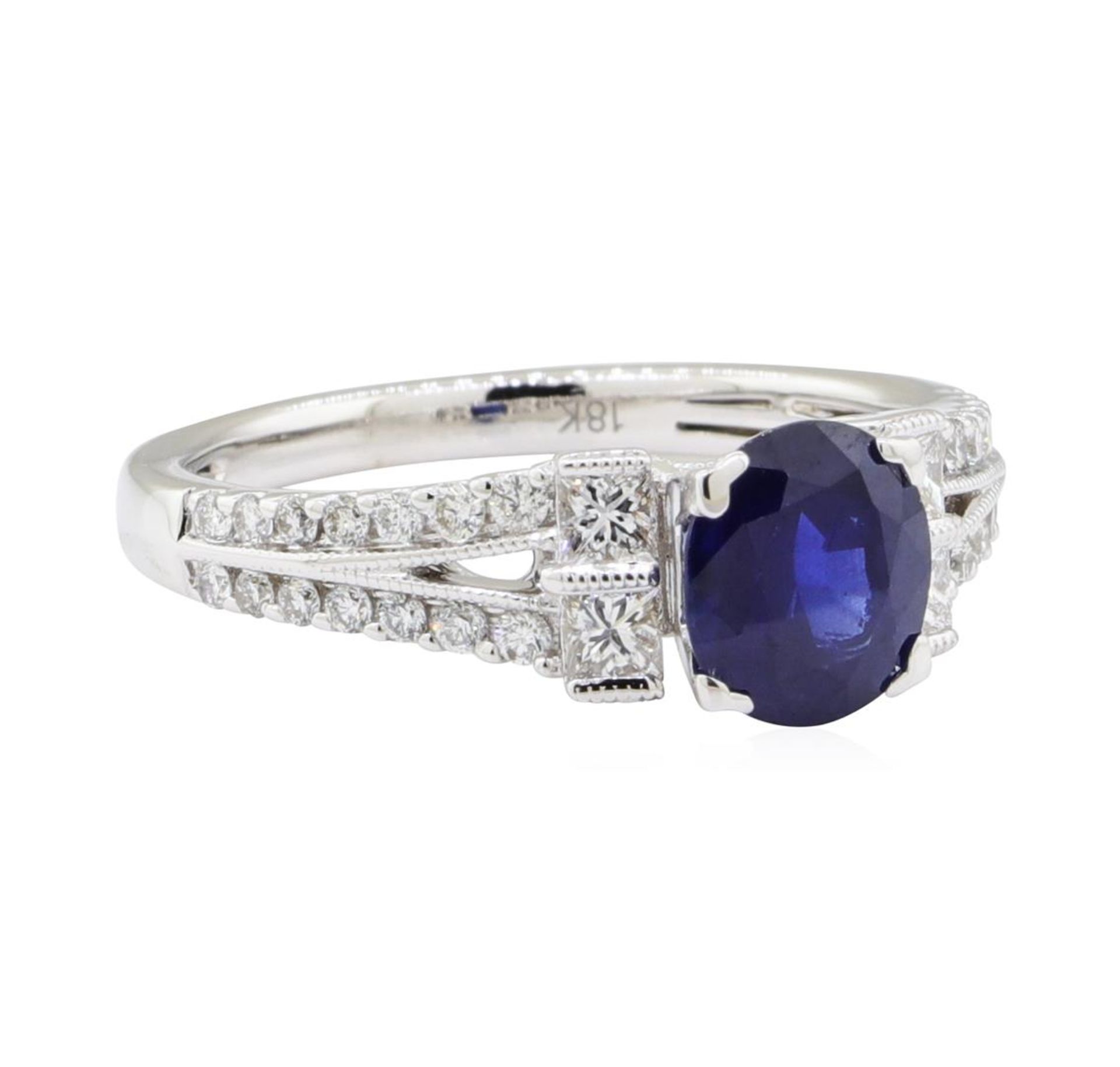 1.98 ctw Sapphire and Diamond Ring - 18KT White Gold